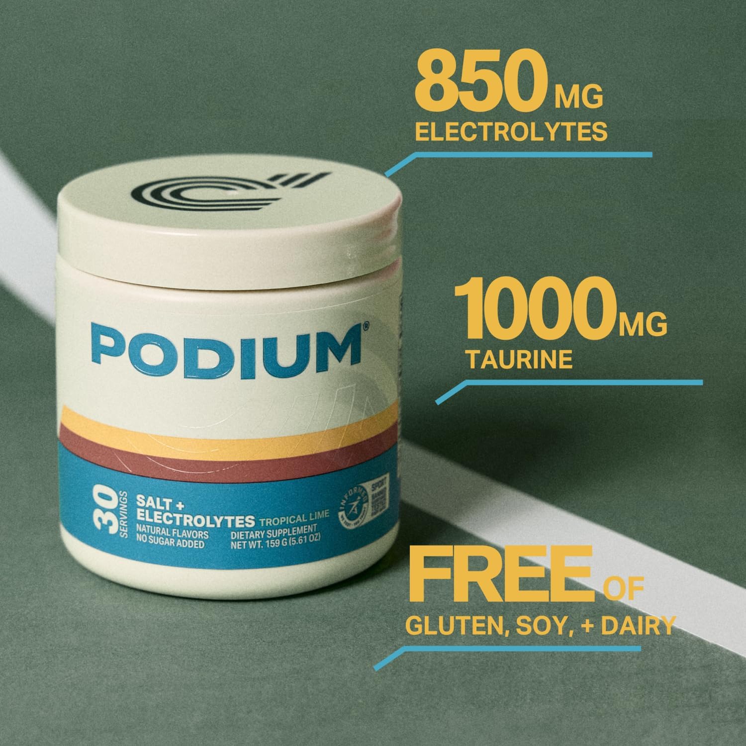 Podium Nutrition Salt+Electrolytes Tropical Lime - après-entraînement, aide à la récupération potentielle.