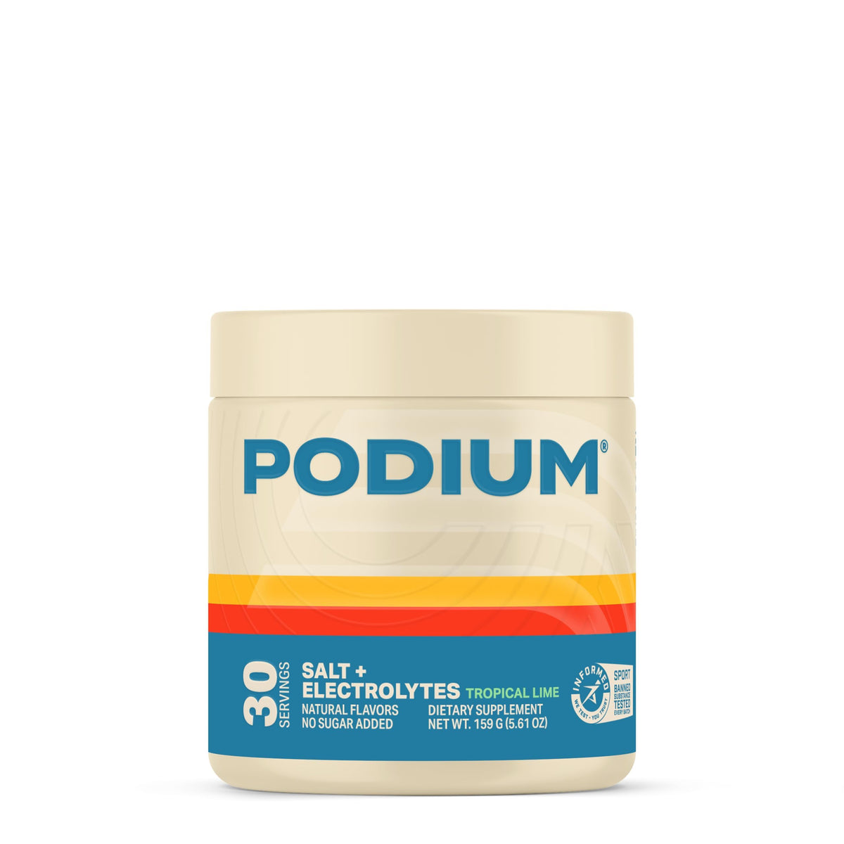 Podium Nutrition Salt+Electrolytes Tropical Lime, dose pratique après l’effort, hydratation rapide.