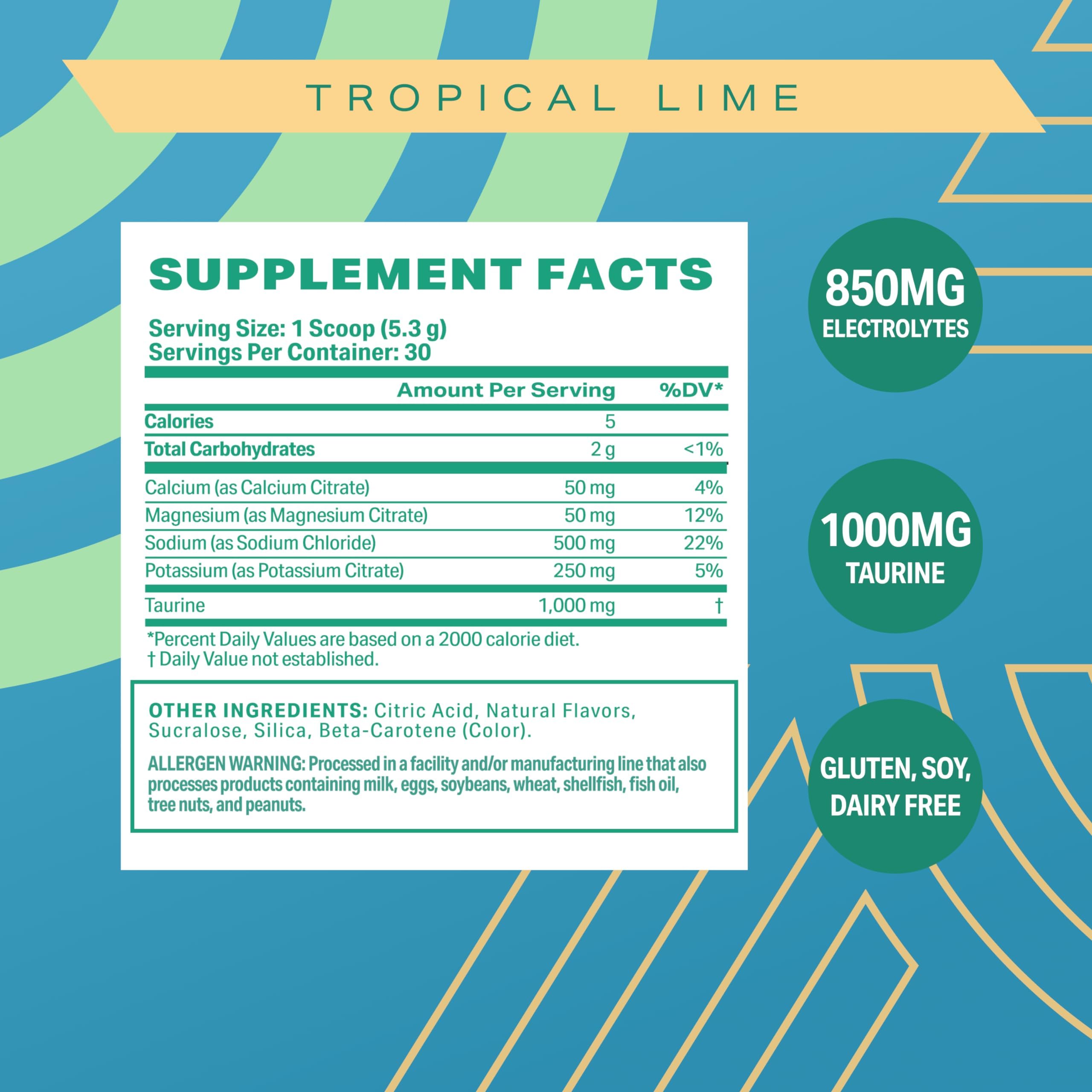 Podium Nutrition Salt+Electrolytes Tropical Lime - mélange dans l'eau, hydratation rapide.