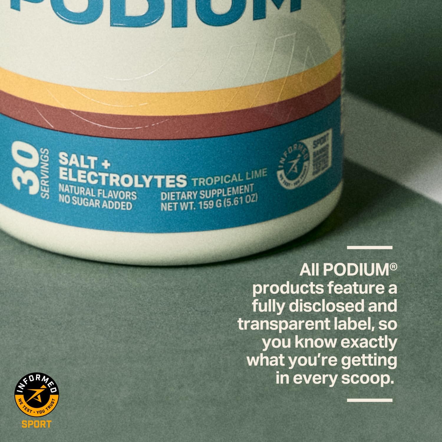 Podium Nutrition Salt+Electrolytes Tropical Lime - hydratation équilibrée pour activités variées.