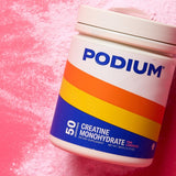 Podium Nutrition Solos créatine monohydrate, mélange citronnade rose, dissolution rapide.