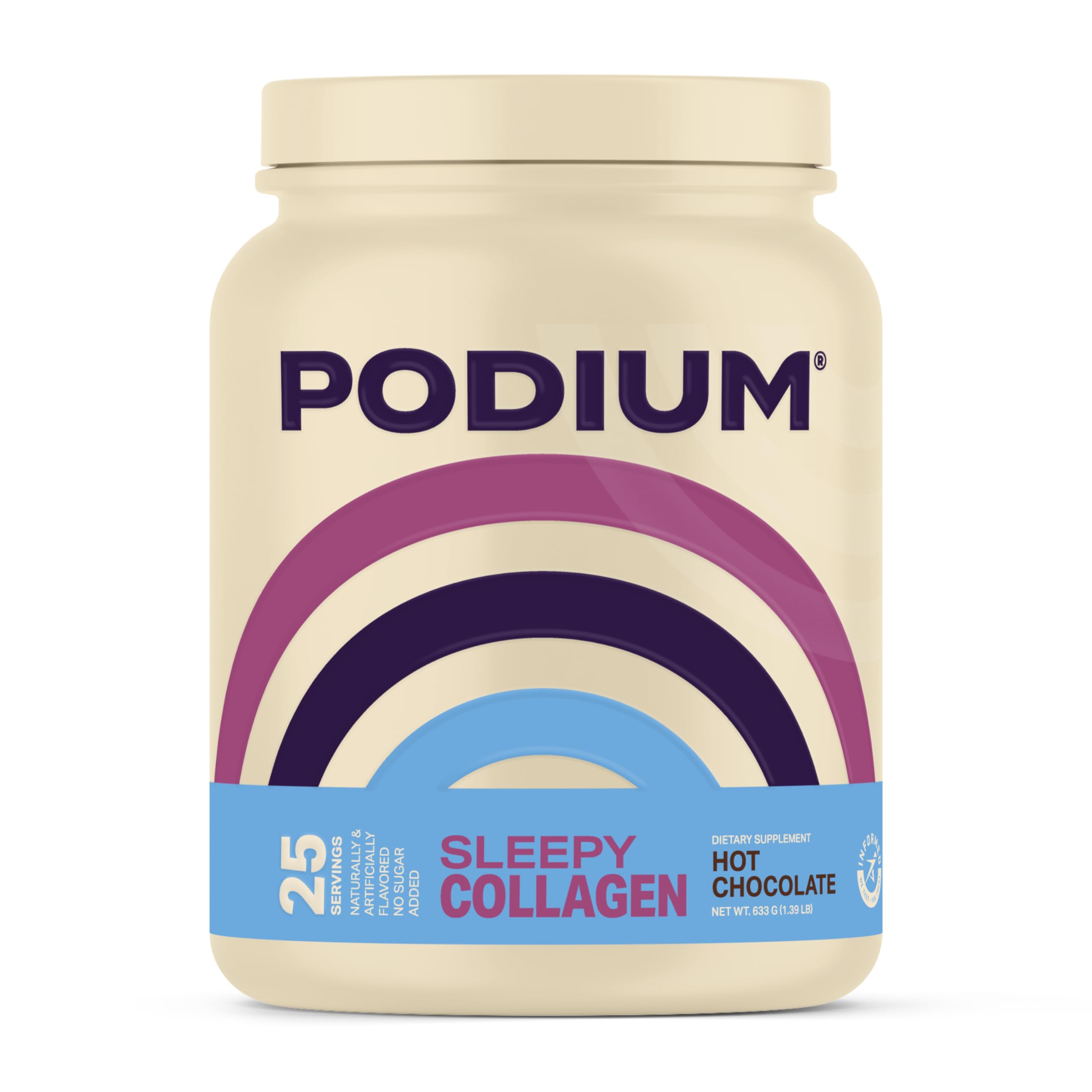 Podium Sleepy Collagène Chocolat Chaud en poudre pour routine nocturne.