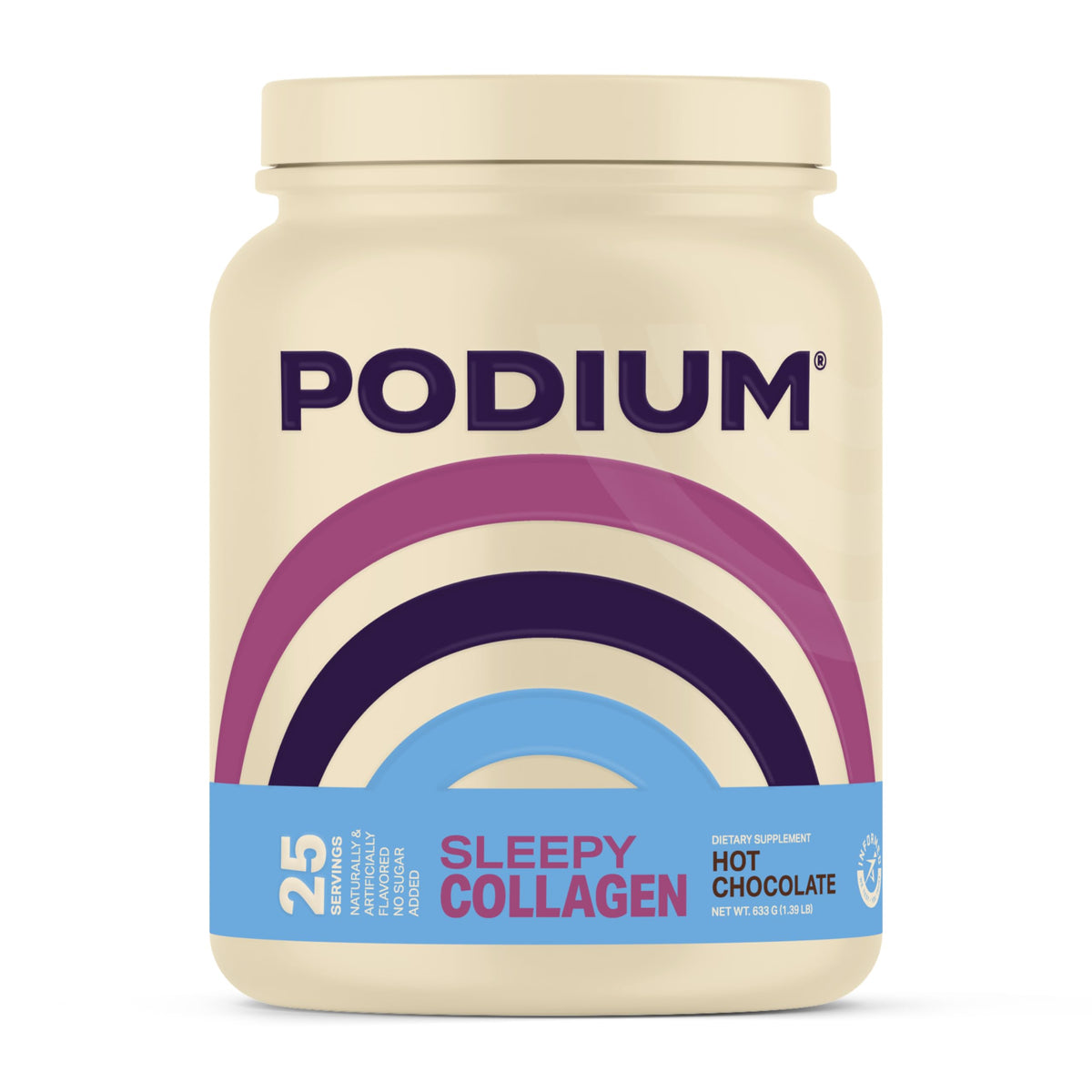 Podium Sleepy Collagène Chocolat Chaud en poudre pour routine nocturne.