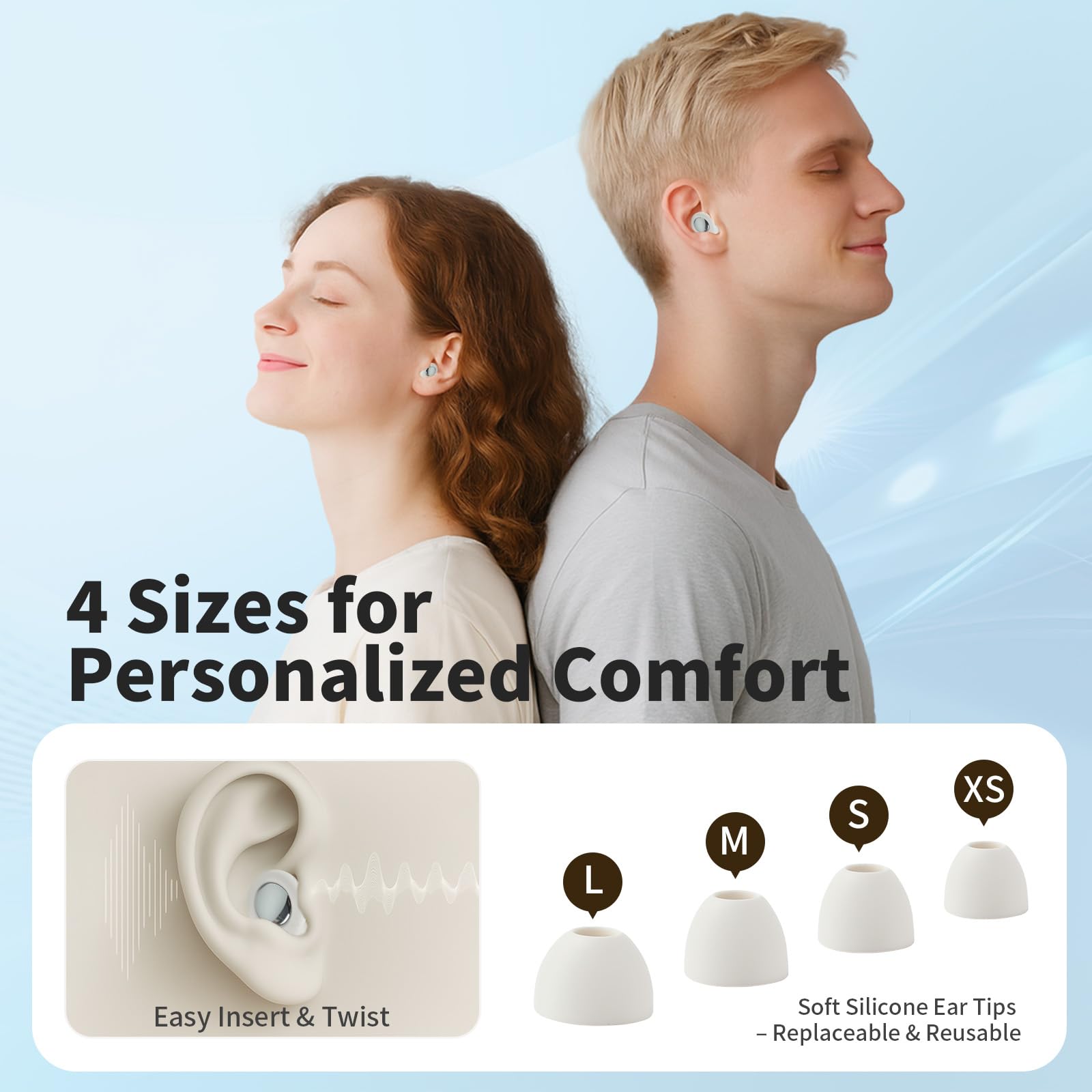 Podstring bouchons d'oreilles 4 tailles pour un ajustement personnalisé.