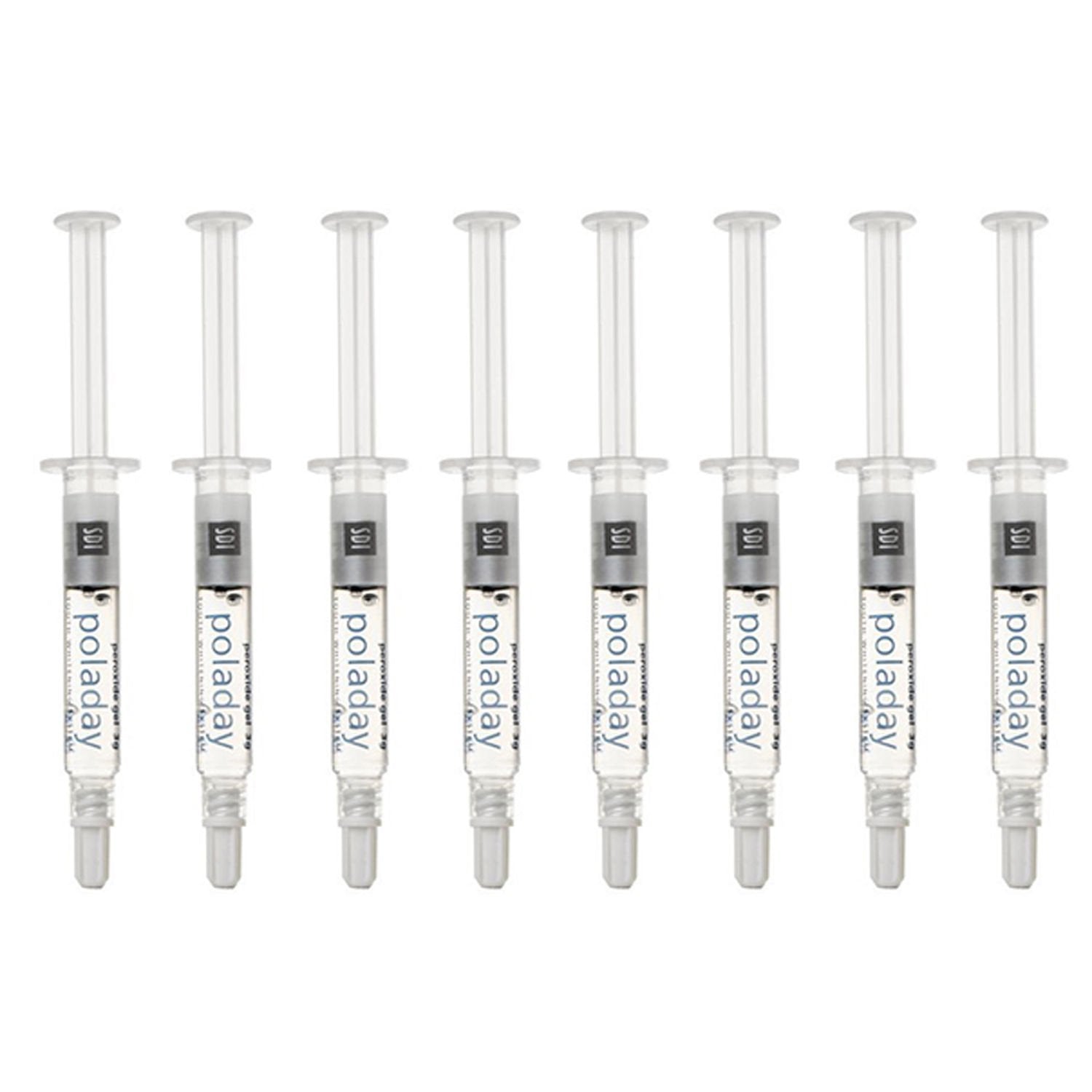 Poladay CP 35% — 8 seringues de gel blanchissant, pour usage à domicile et résultats potentiels.