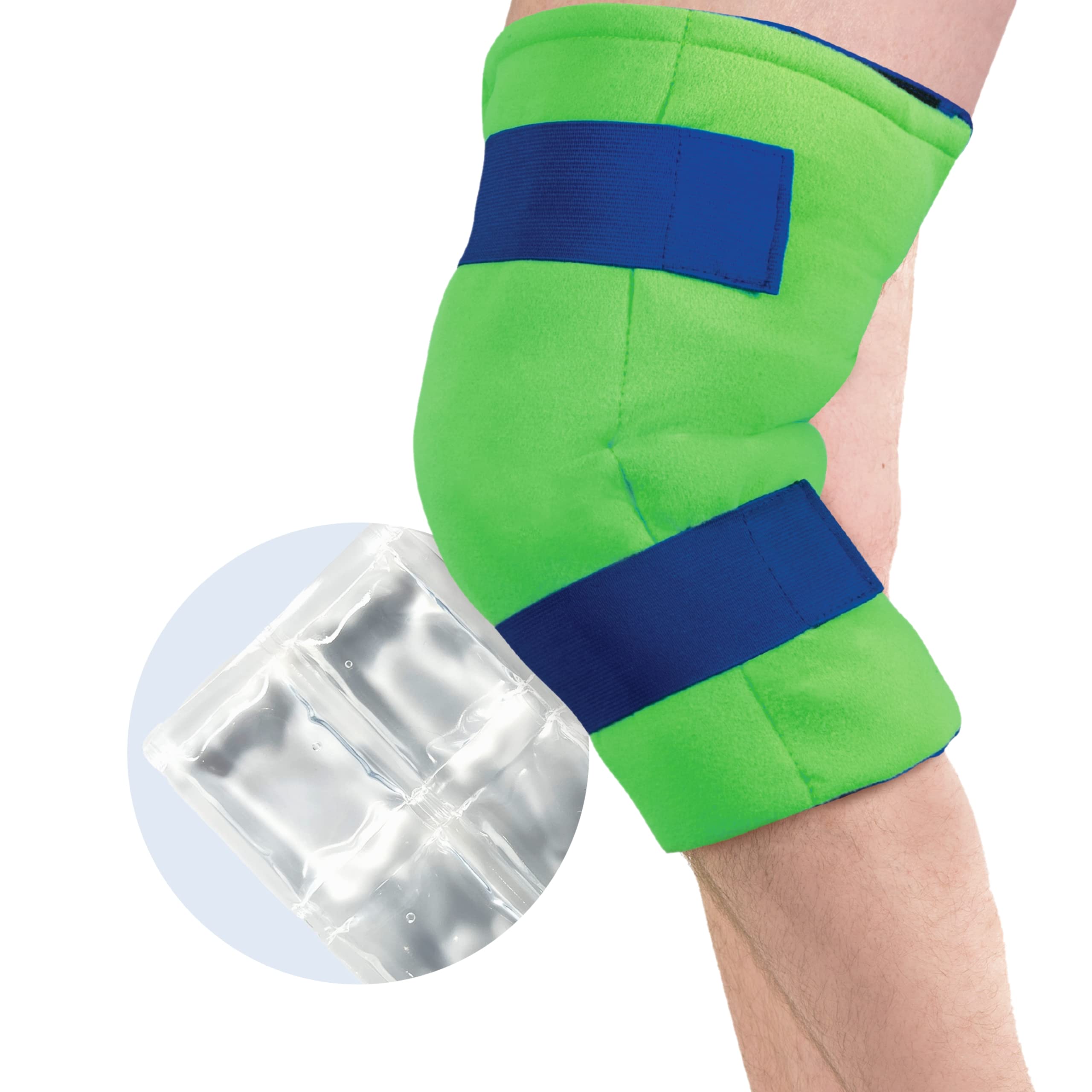 Polar Ice Genou Wrap grand mode d'application pour traitement froid ciblé autour du genou.