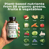 Pomona Wellness Super Greens: étiquette Bio certifiée USDA et ingrédients sans additifs.