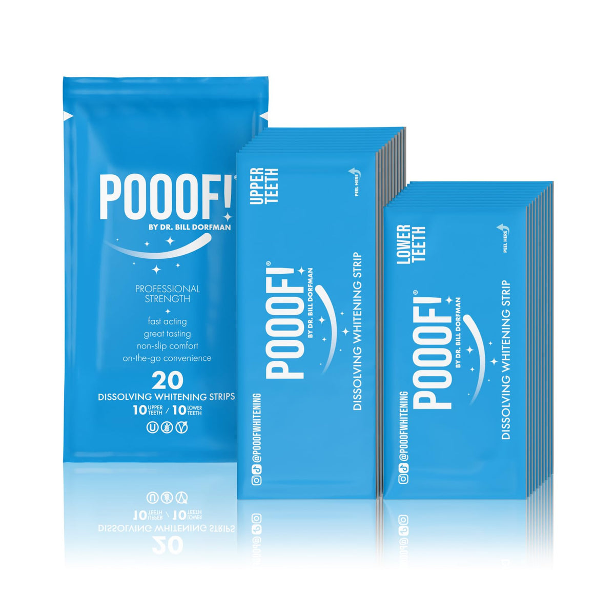 POOOF! Lingettes dissolvantes au micro-mesh pour blanchiment rapide sur les dents.