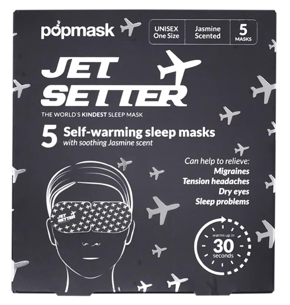 POPBAND Masque Yeux Jet Setter: chaleur apaisante rapide pour migraines et fatigue oculaire.