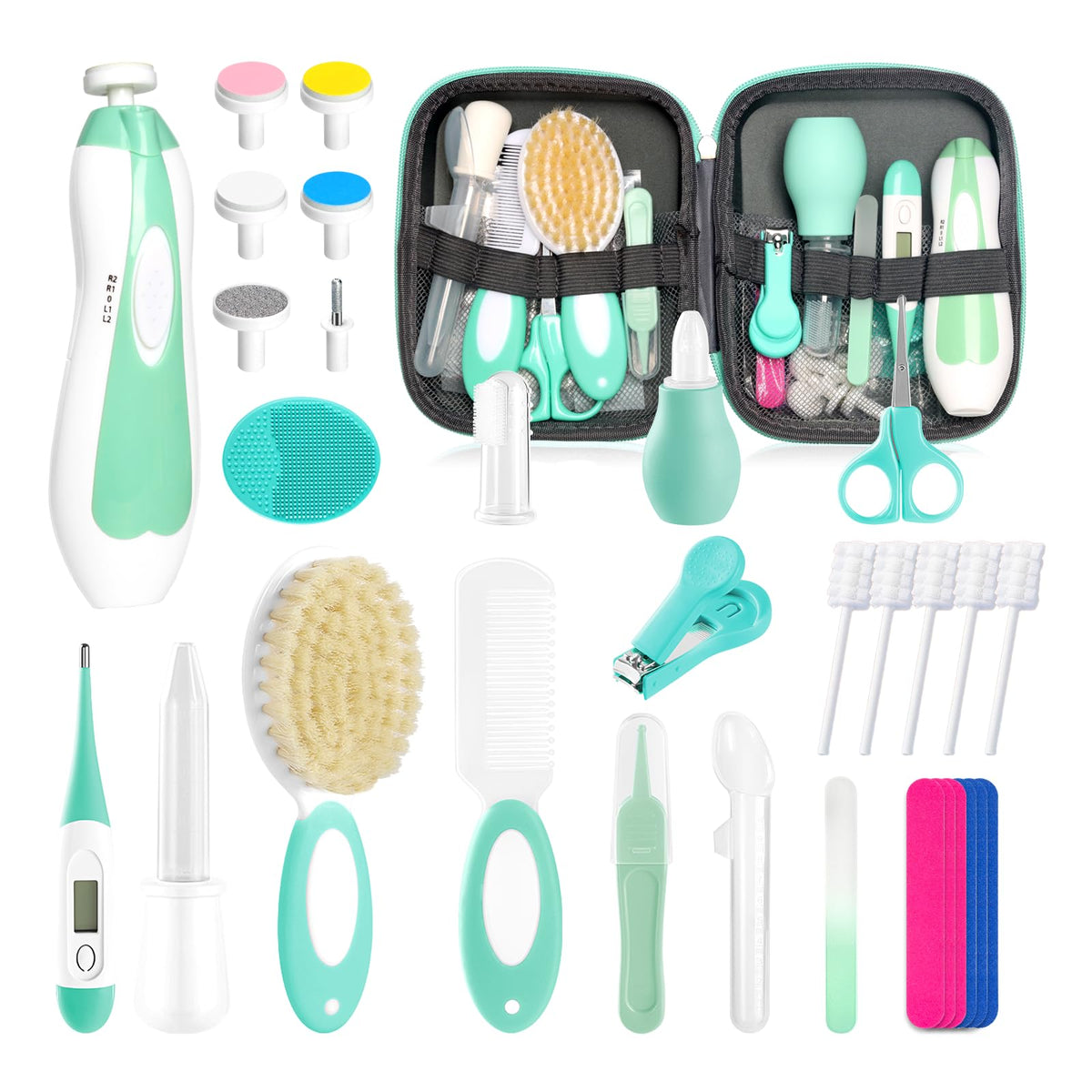 Kit soins bébé POPYJAN avec étui, rangement pratique en voyage.