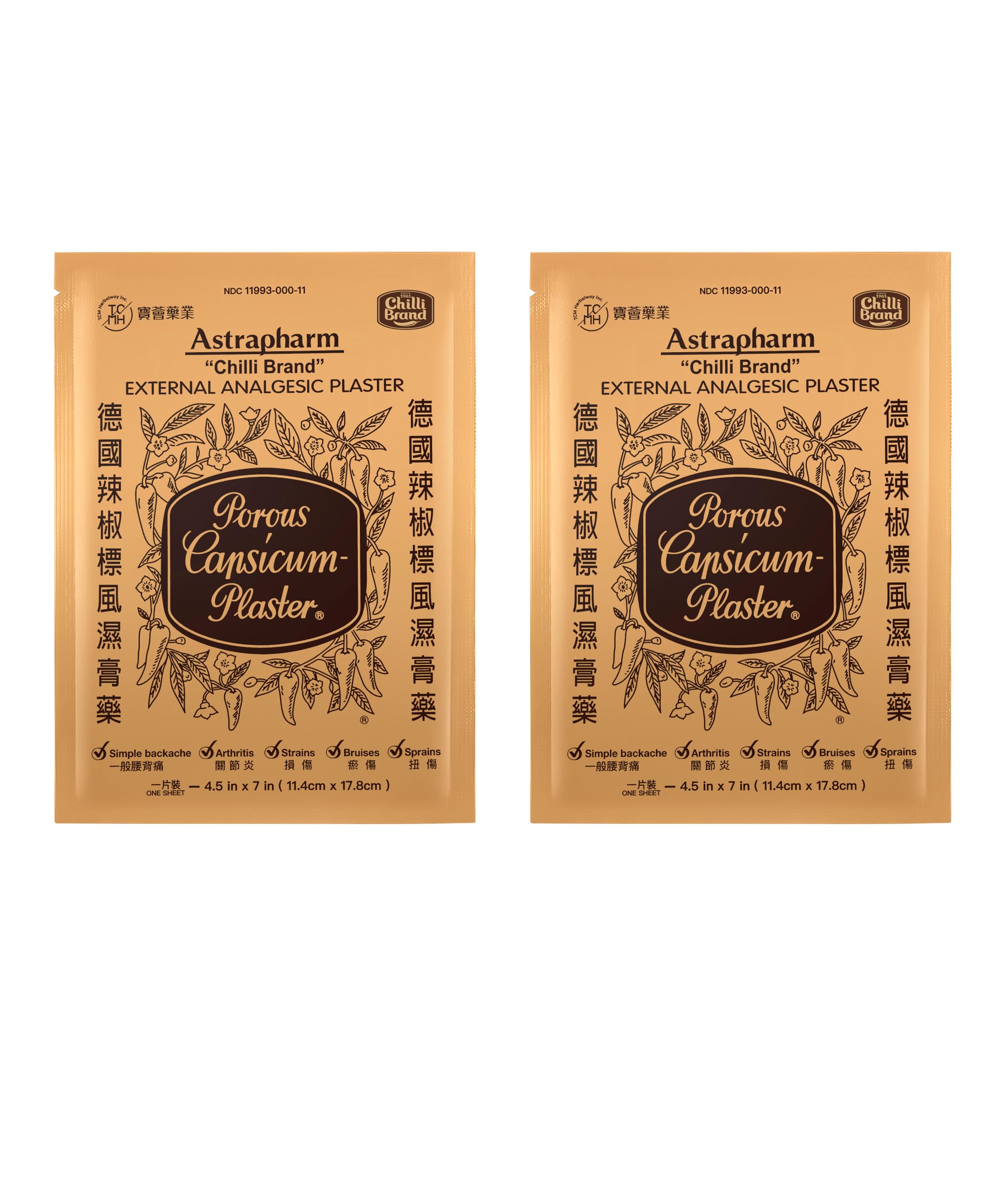 POROUS-CAPSICUM-PLASTER appliqué sur la peau pour soulager temporairement les douleurs musculaires.