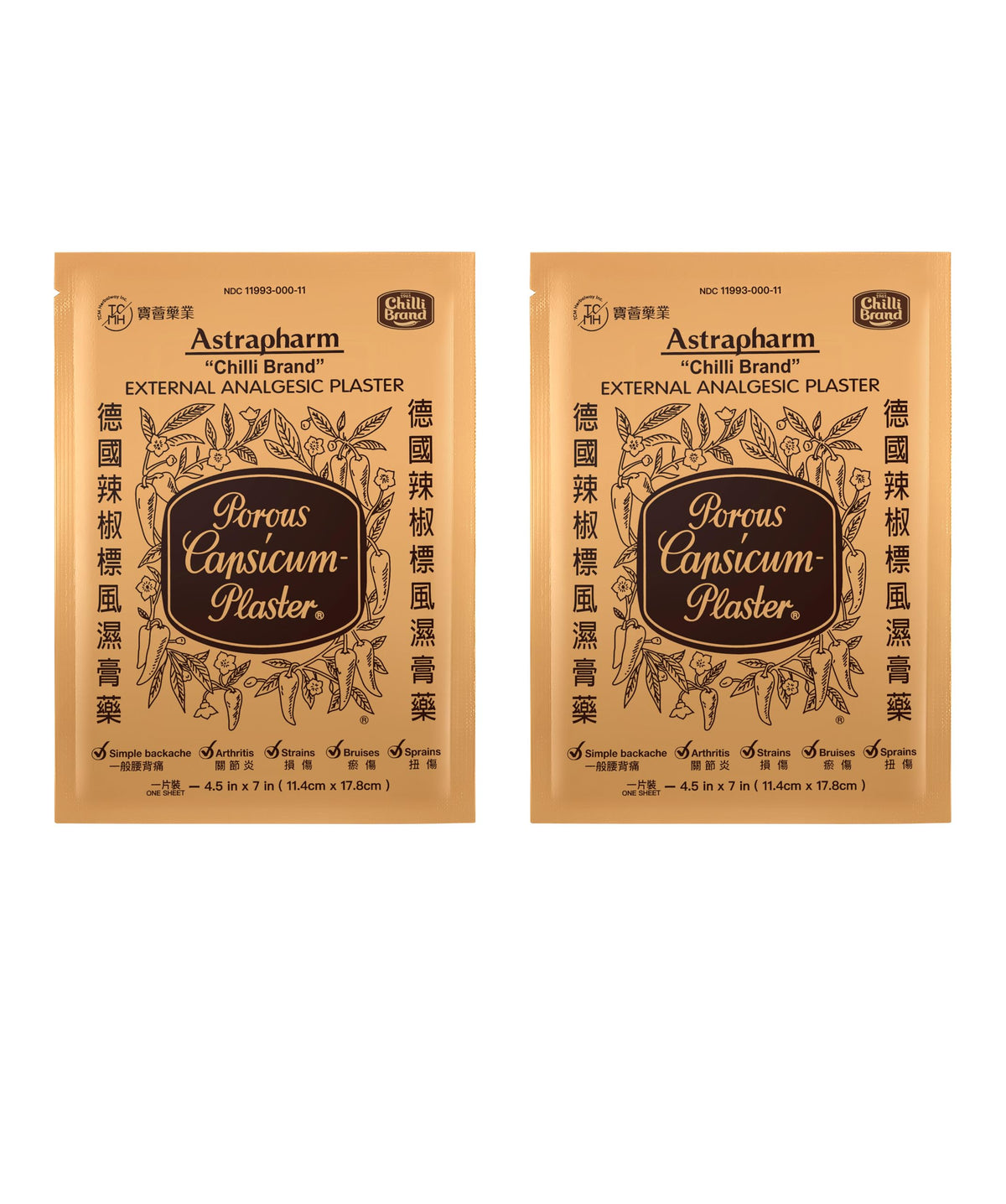 POROUS-CAPSICUM-PLASTER appliqué sur la peau pour soulager temporairement les douleurs musculaires.