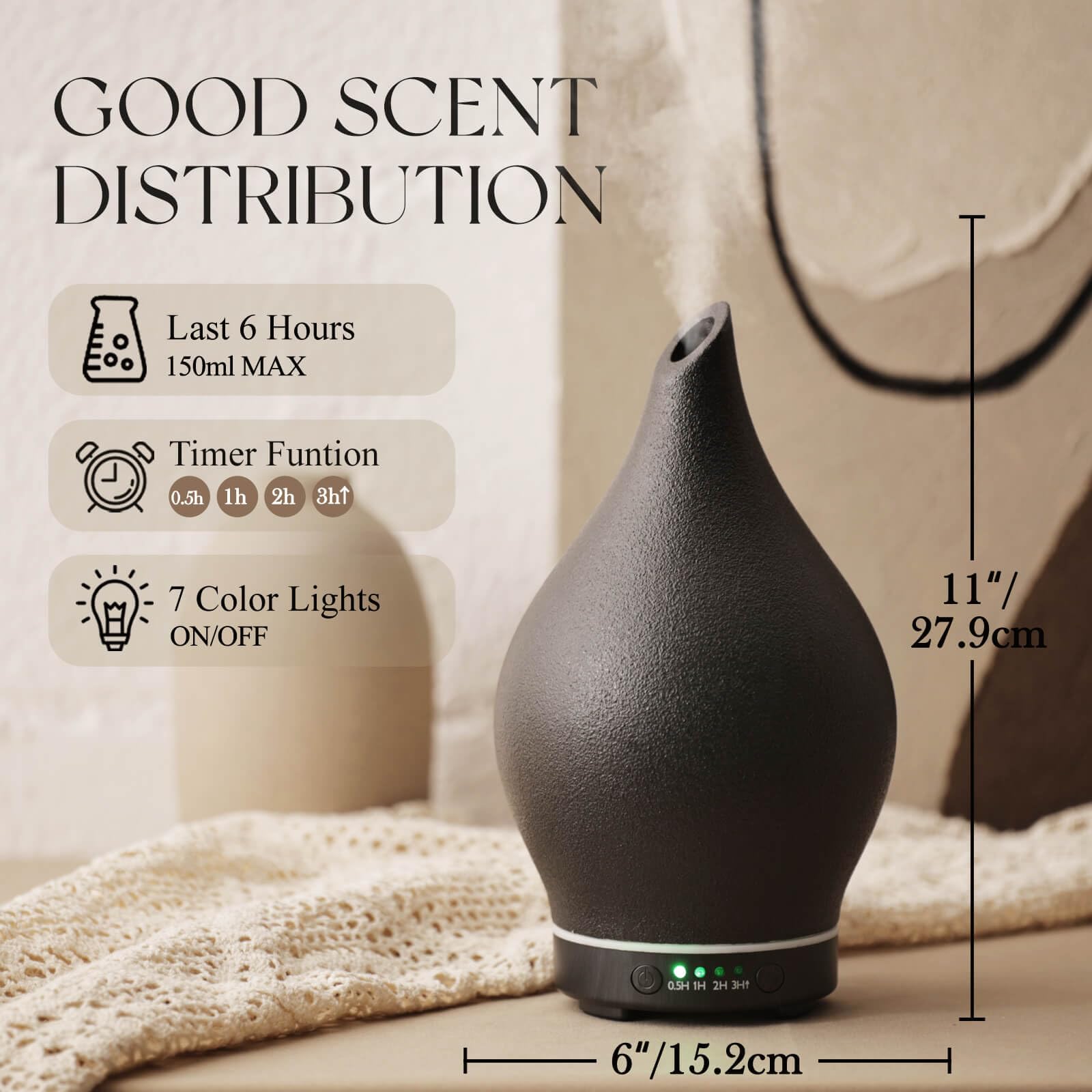 Porseme couvercle en céramique goutte noir, design artistique qui complète votre déco.