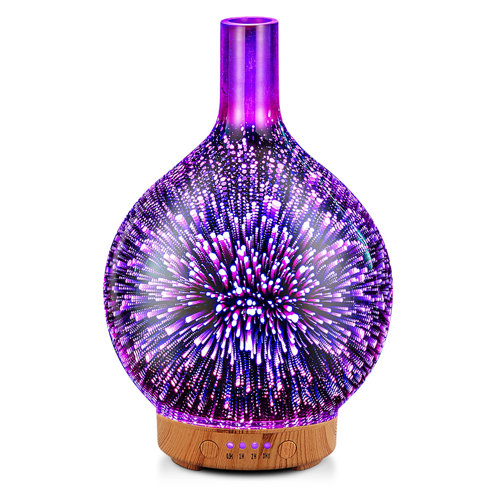 Porseme diffuseur 3D en verre rose doré avec ambiance apaisante et effet lumineux