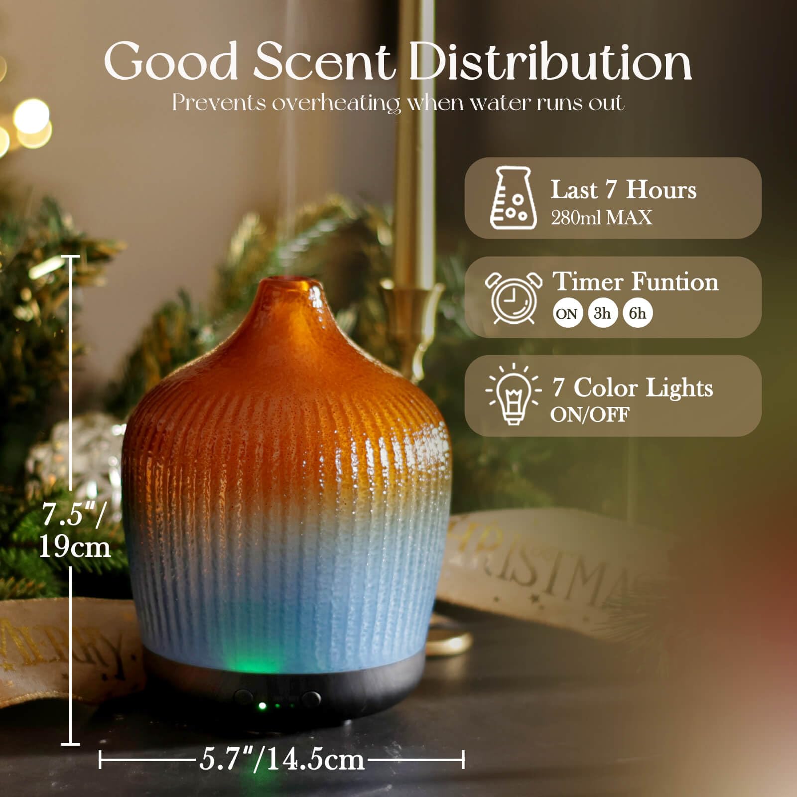 Porseme diffuseur lumière 7 couleurs pour ambiance relaxante