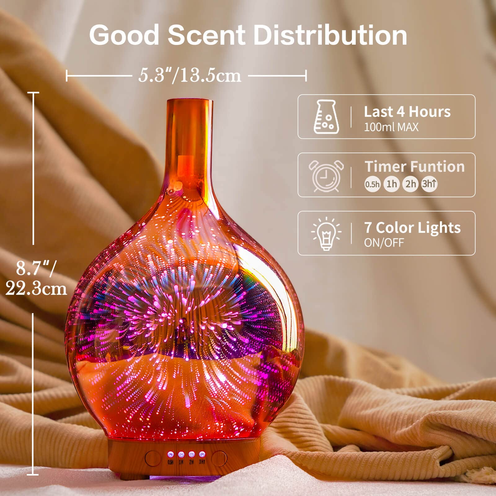 Diffusion aromathérapie Porseme容量 100 ml pour utilisation prolongée