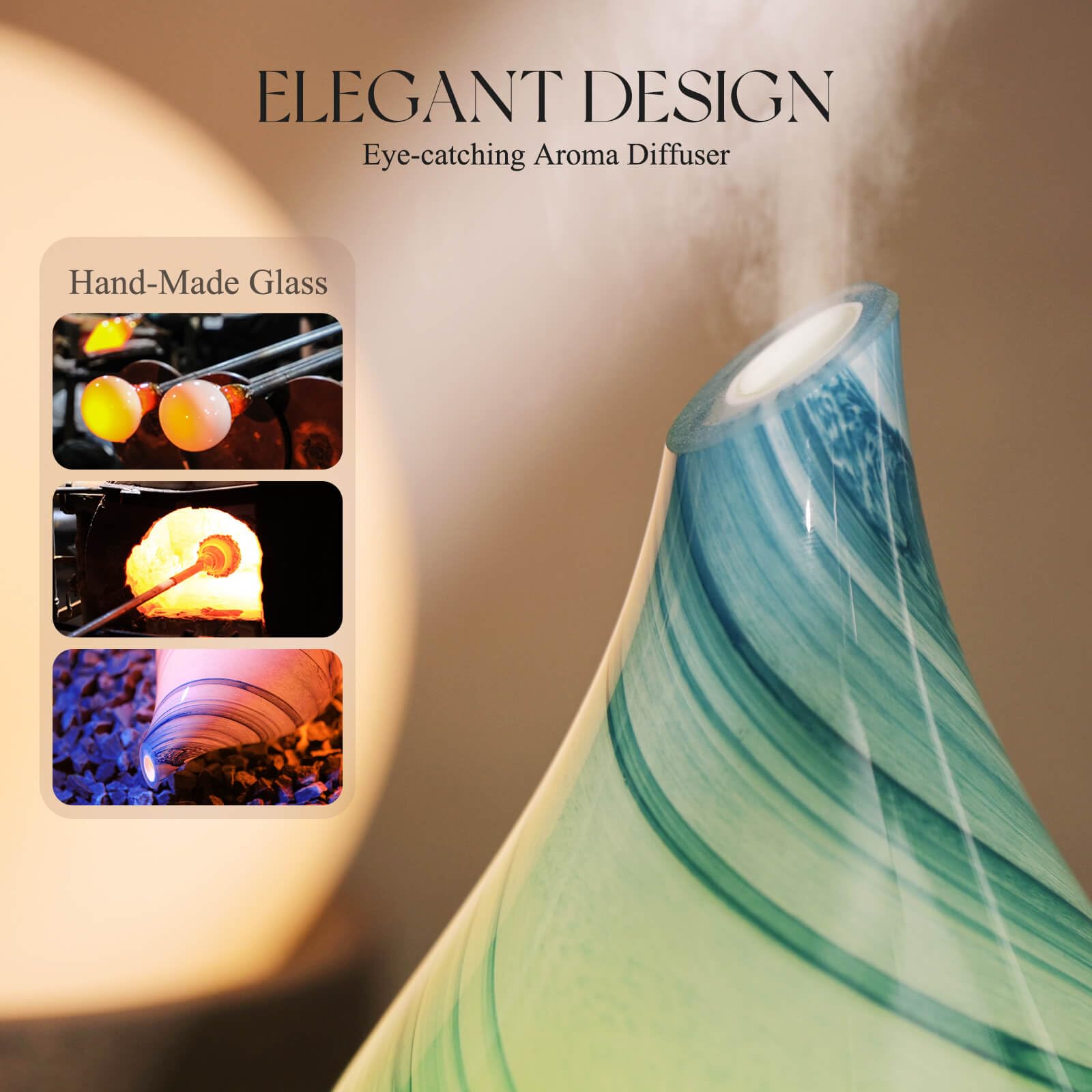 Diffuseur Porseme design art déco, verre soufflé unique
