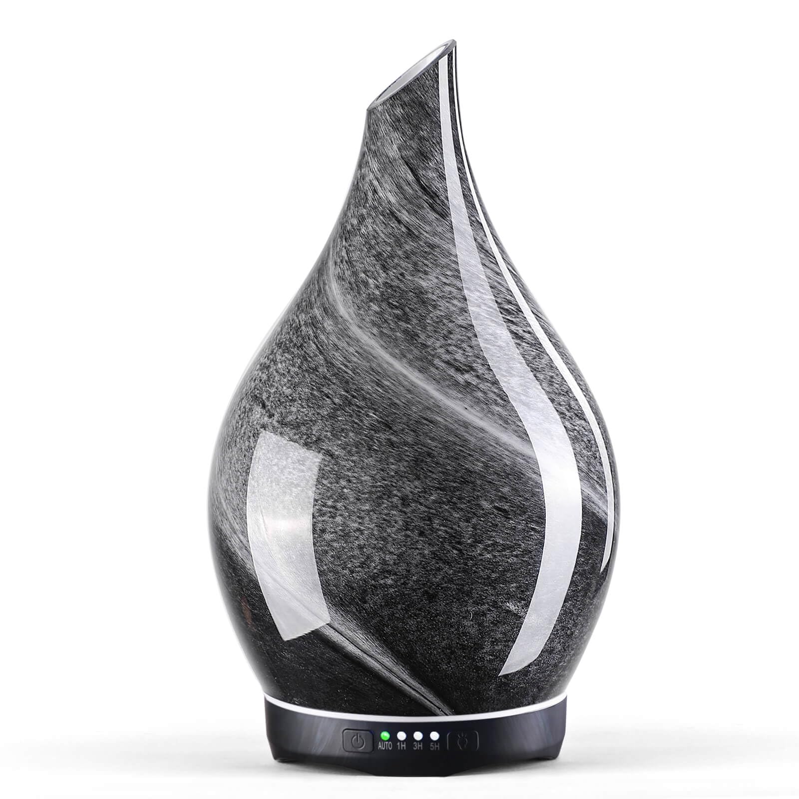 Porseme diffuseur en verre obsidien avec couvercle étoilé, ambiance relaxante.