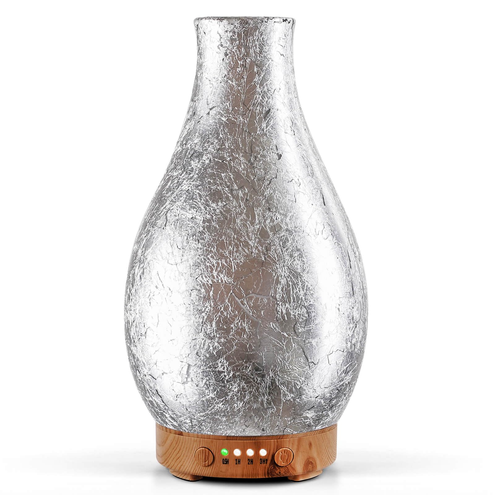 Porseme diffuseur d'huiles essentielles en verre argenté 3D, ambiance chic et apaisante.
