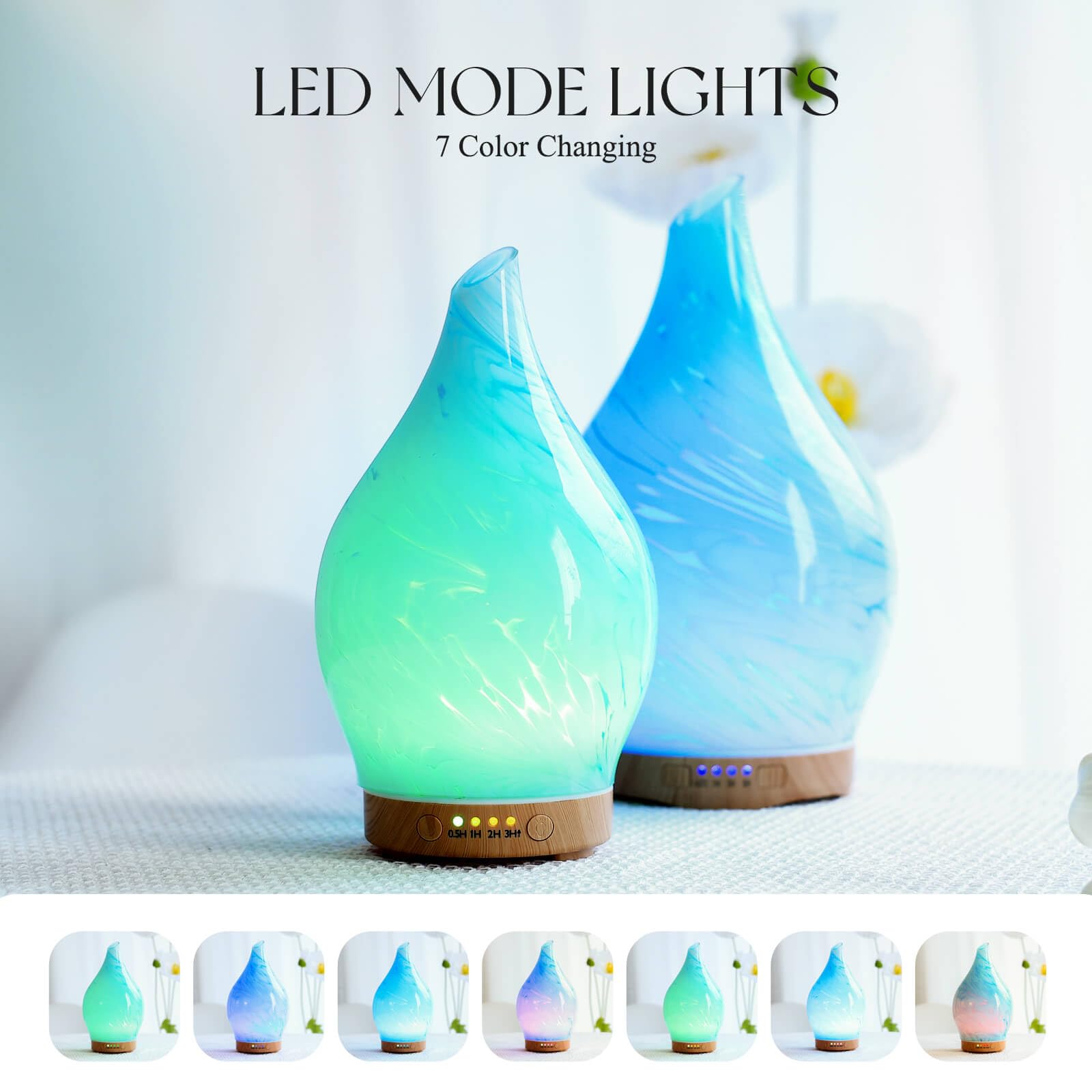 Porseme diffuseur LED à 7 couleurs, lumière apaisante pour relaxation.