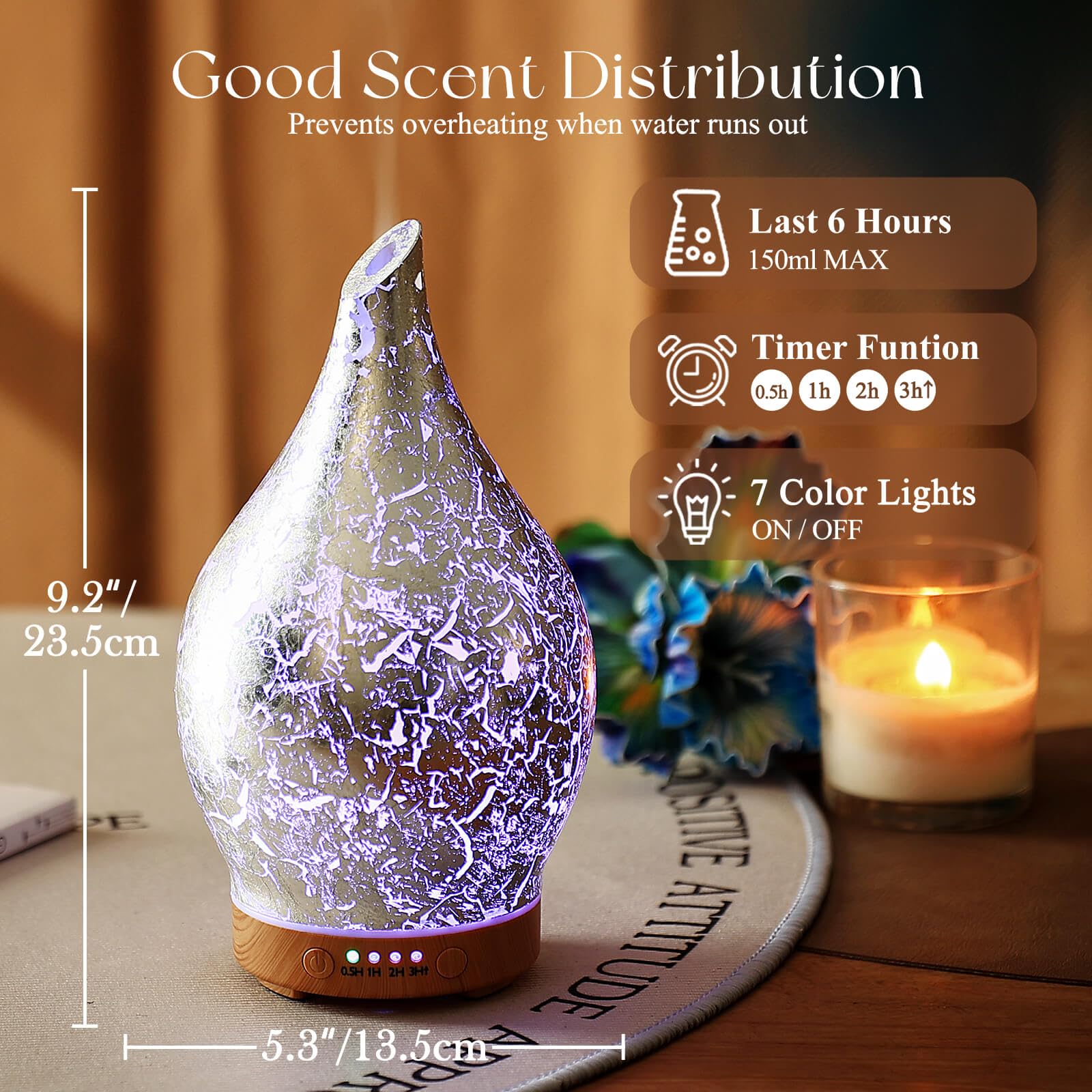 Porseme diffuseur-lumiere sept couleurs pour personnaliser l’ambiance.