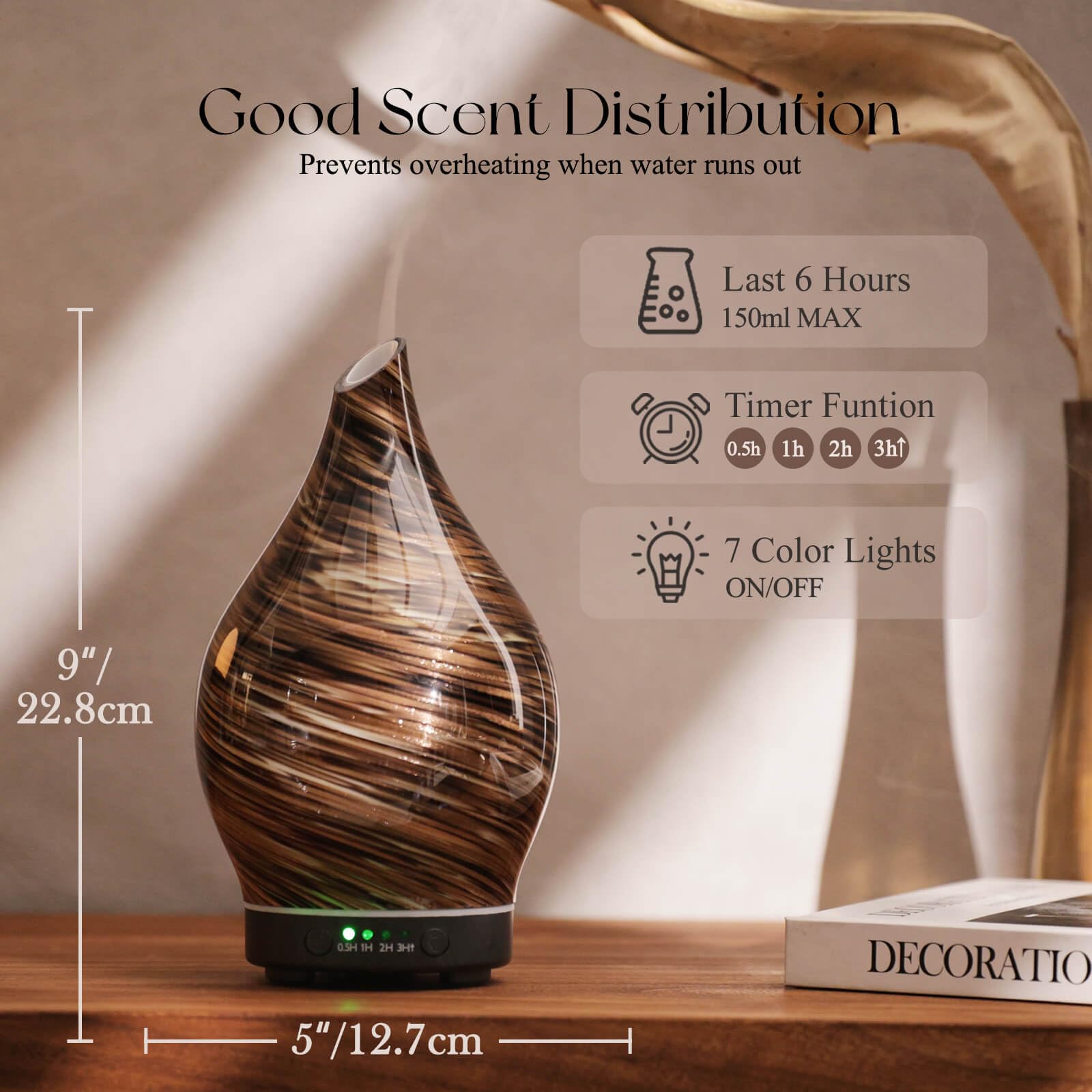Porseme diffuseur LED sept couleurs, créer une ambiance calme et immersive