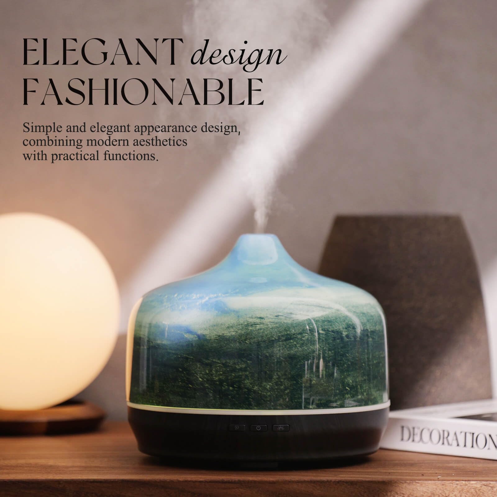 Porseme diffuseur verre 500 ml bleu doux avec lumières LED, atmosphère apaisante