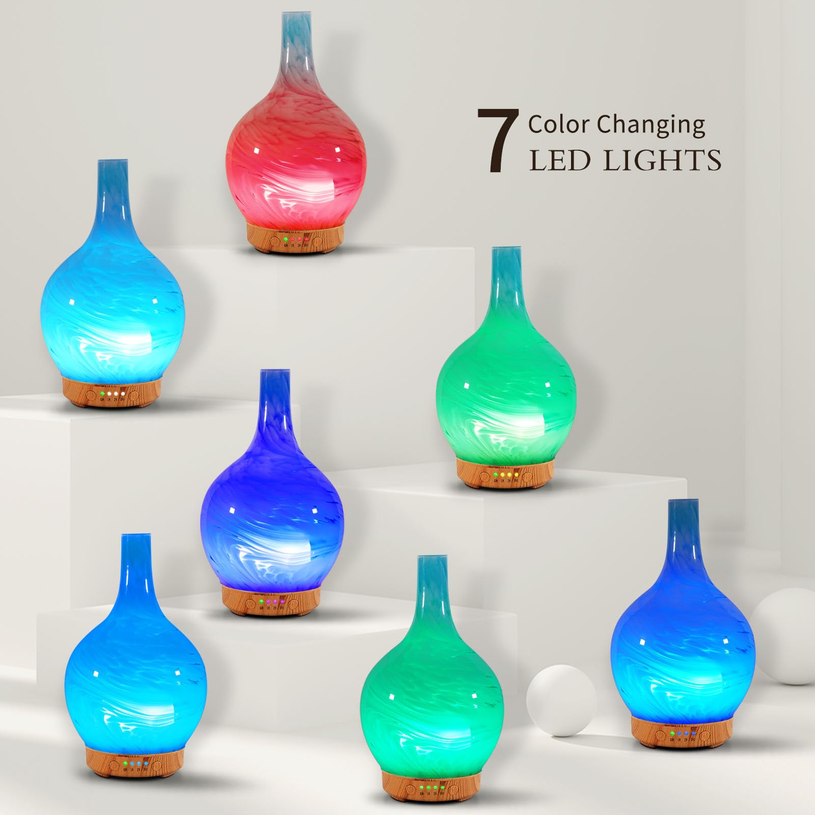 Porseme diffuseur verre bleu: LED multicolores pour créer une ambiance relaxante.