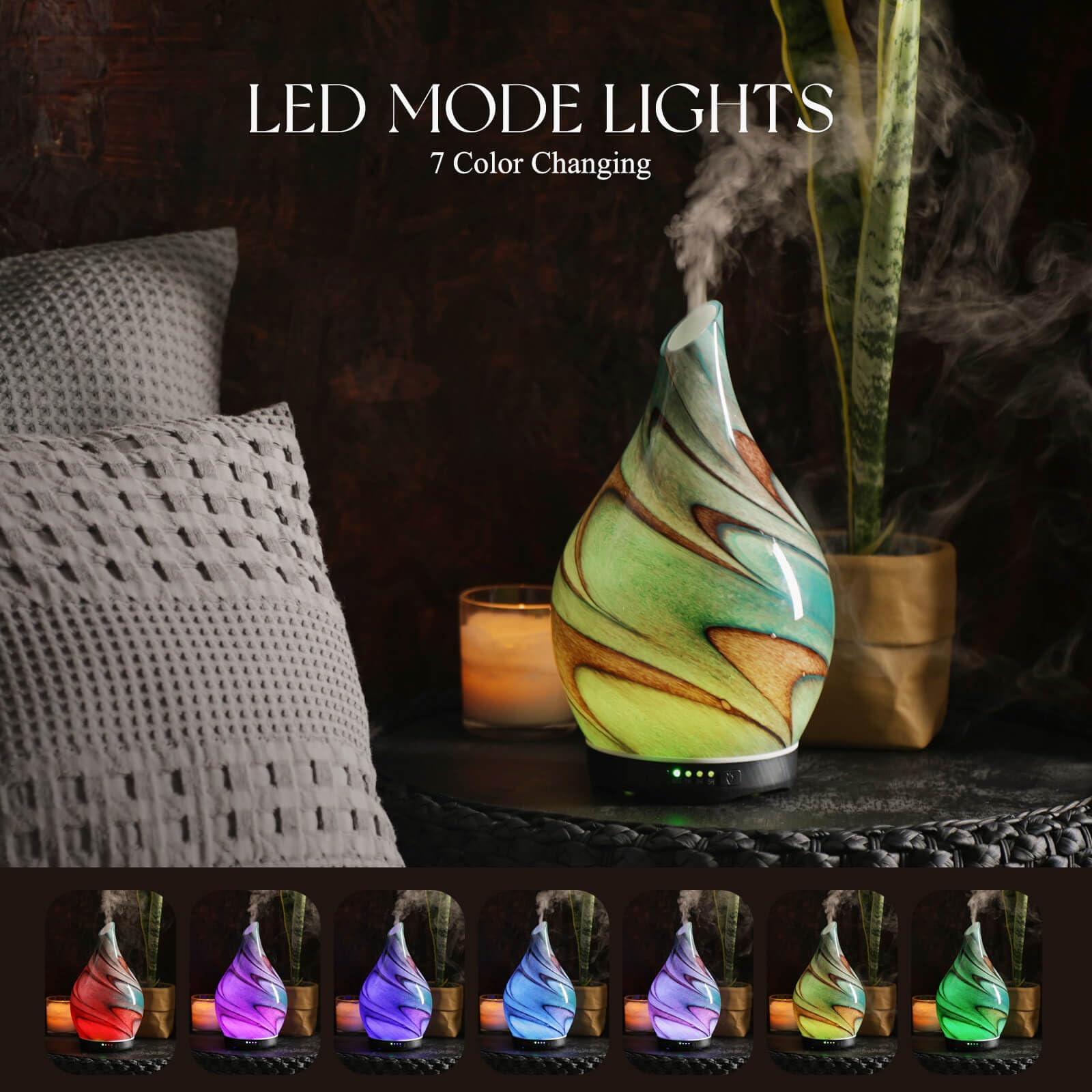 Porseme diffuseur verre-dôme étoilé: éclairage LED 7 couleurs relaxant