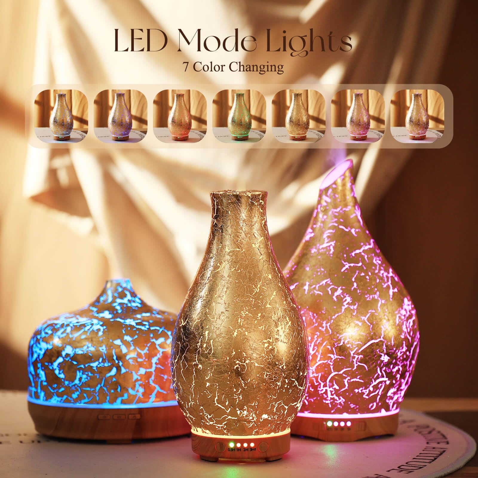 Porseme Diffuseur Volcan Or – LED couleurs pour personnaliser votre espace de détente