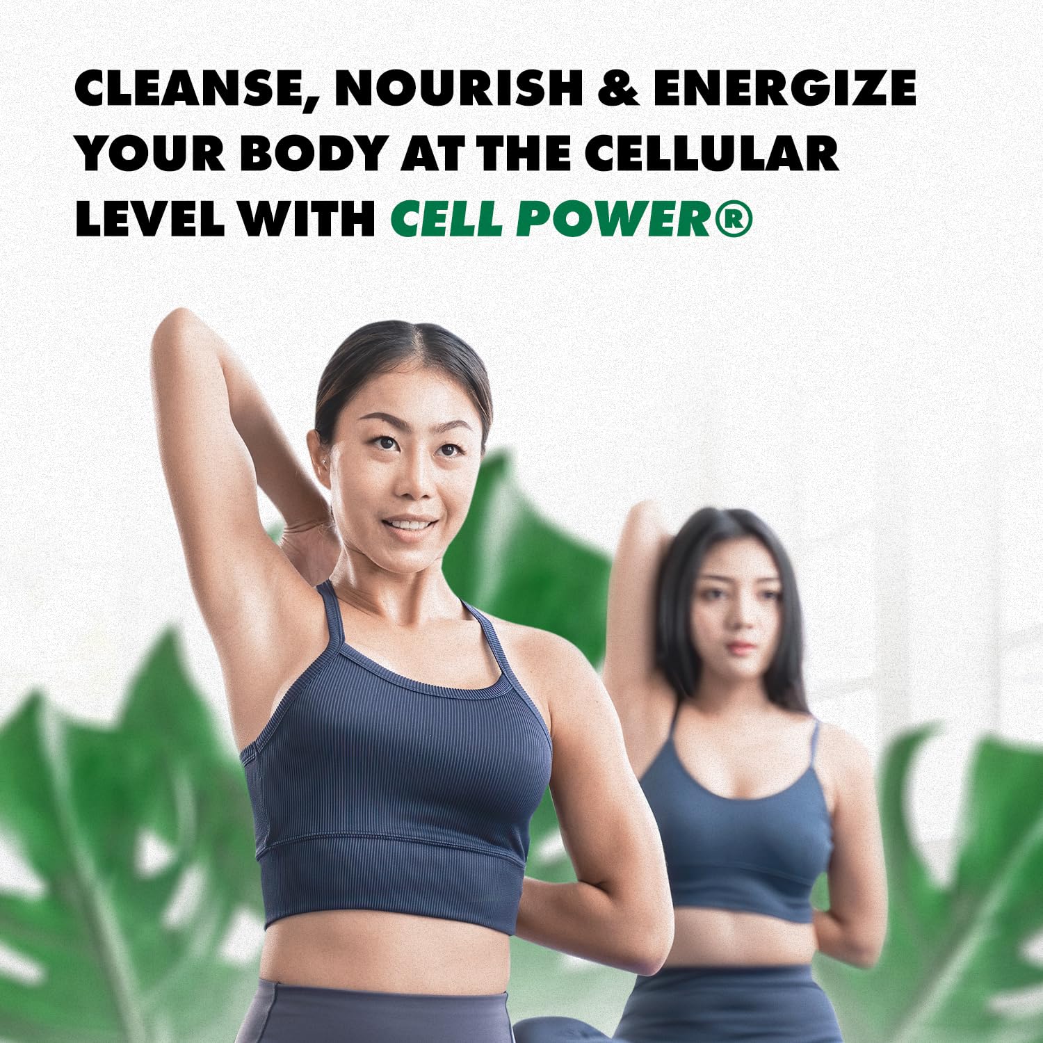 Verre d'eau avec Cell Power Drops, hydratation possible et équilibre perçu.