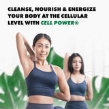 Verre d'eau avec Cell Power Drops, hydratation possible et équilibre perçu.