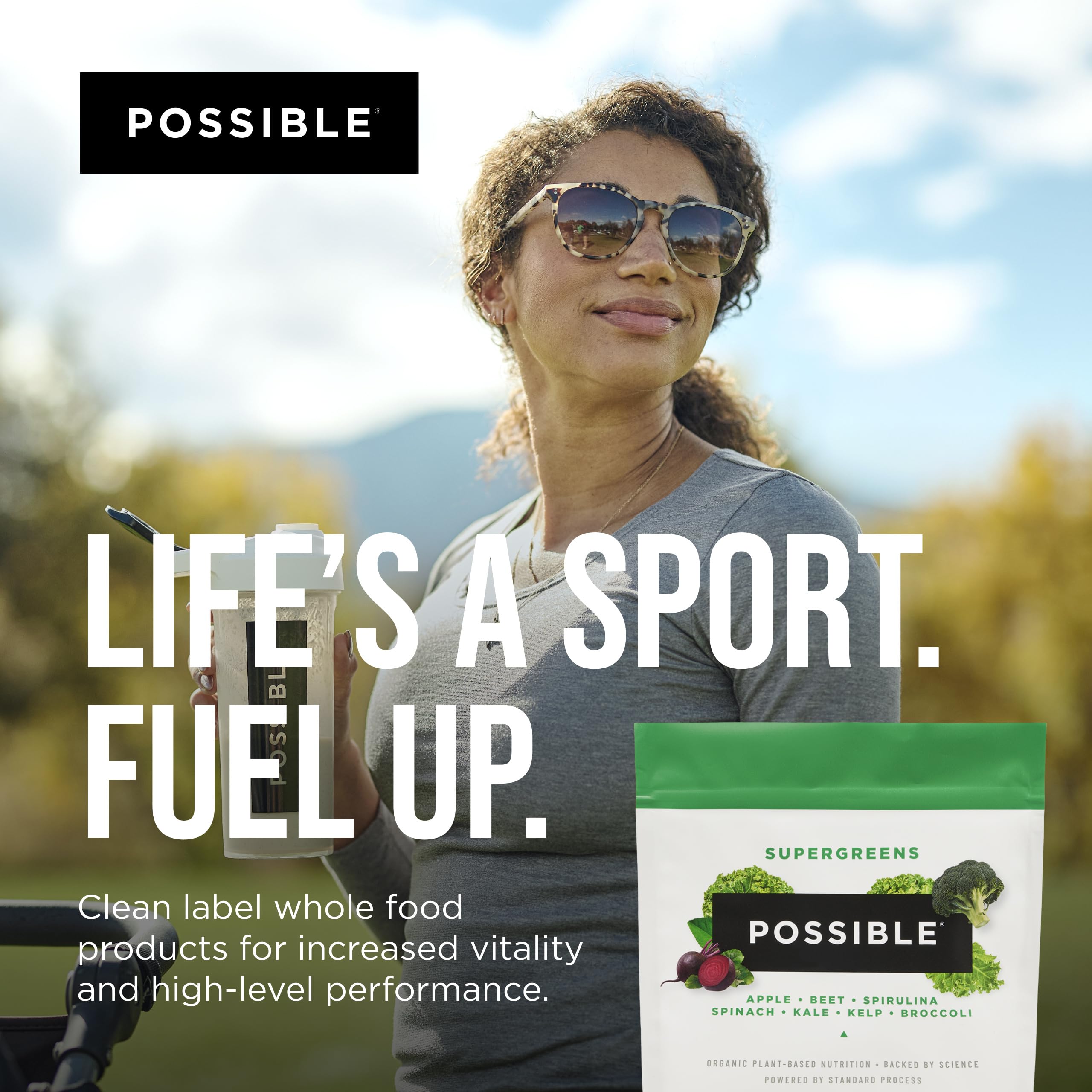 Possible SuperGreens: couleur verte vive et arôme frais pour énergie naturelle.