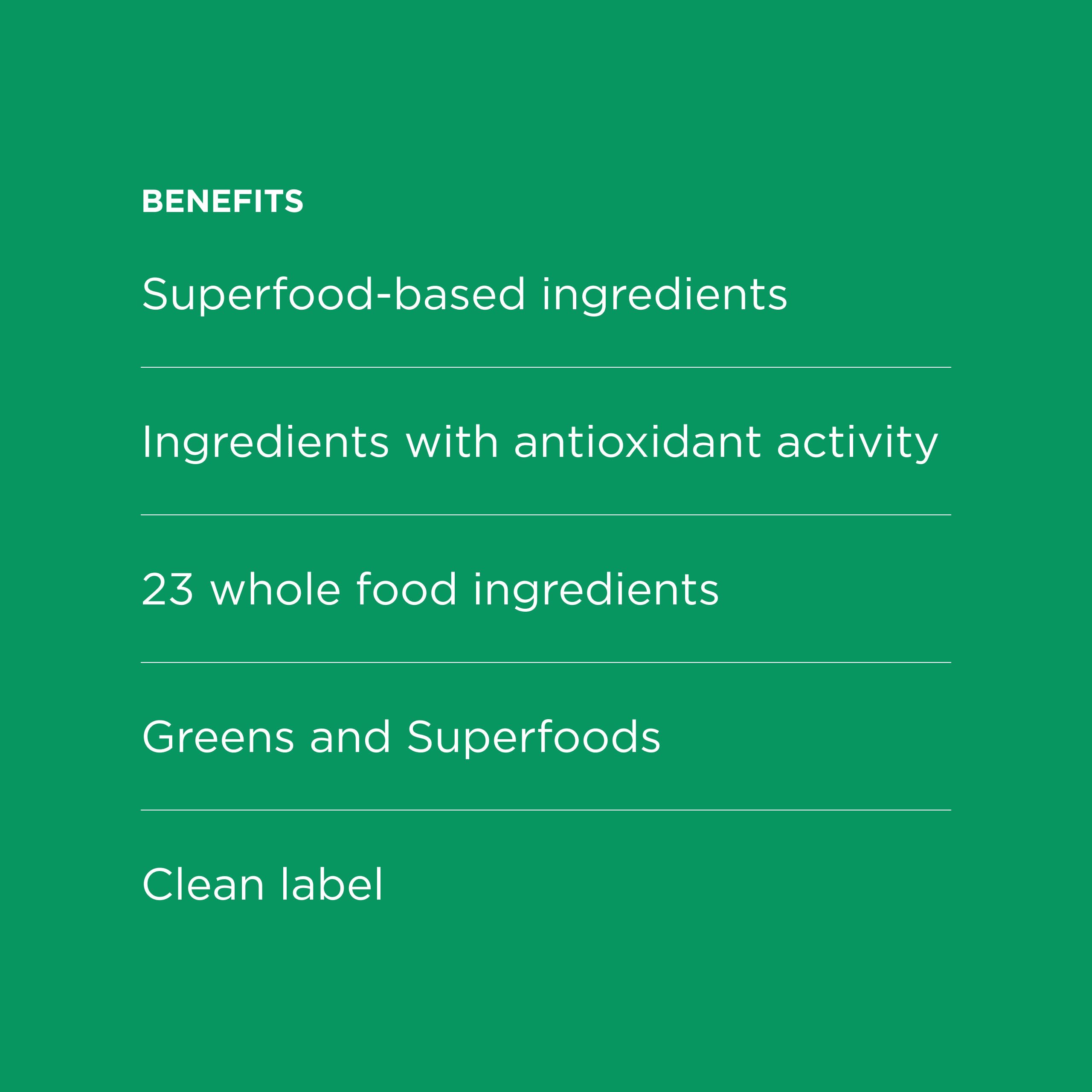 Possible SuperGreens: ingrédients bio sans additifs artificiels pour un goût pur.