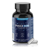 PMAX600: bouteille dose 600 mg, soutien potentiel à l'équilibre électrolytique.