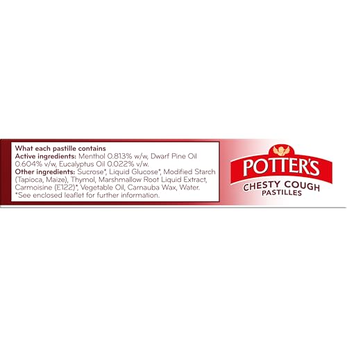 Pastilles Potters Chesty Cough dans la main, utilisation pratique en déplacement.