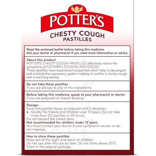 Gros plan sur une pastille Potters Chesty Cough, texture douce et chaleur apaisante.