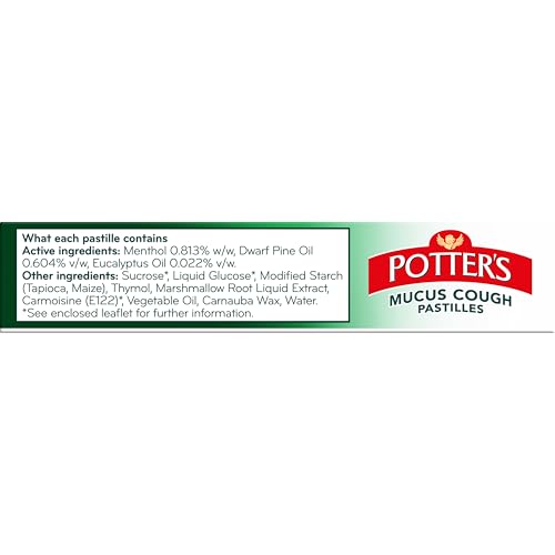 Potters Pastilles Mucus et Toux paquet ouvert, prêt à l'usage