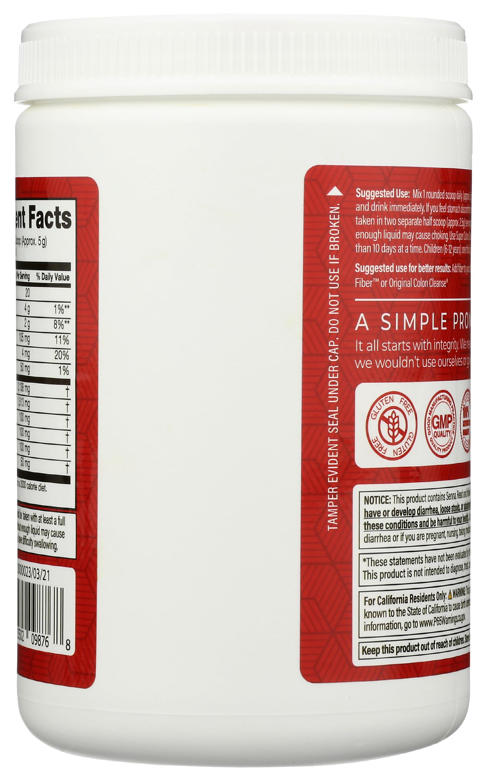 Poudre Health Plus Super Colon Cleanse à mélanger pour une détox douce.