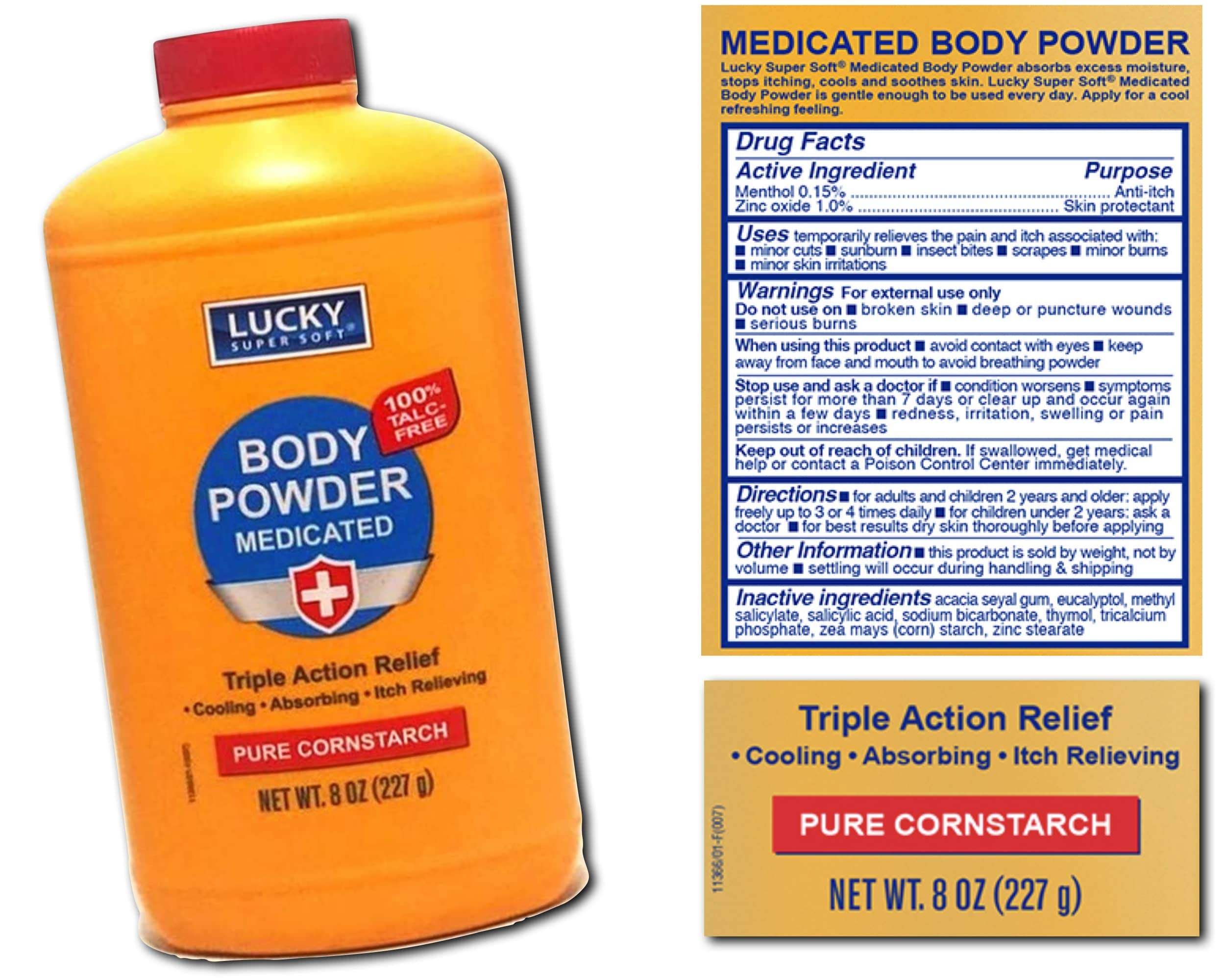 Poudre médicamenteuse LuckySoft, anti-démangeaisons, pour calmer les irritations mineures.