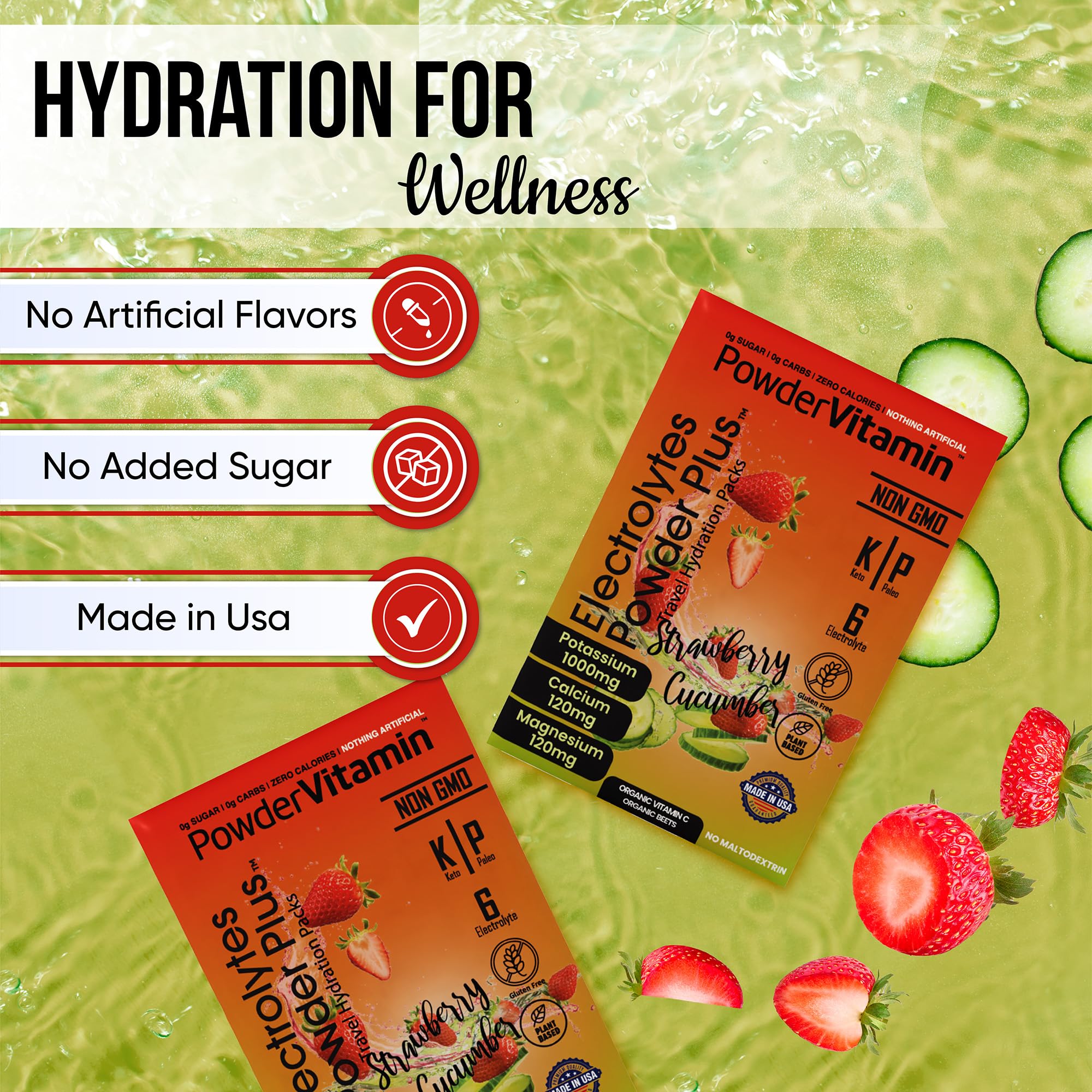 PowderVitamin Électrolytes boîte prête à emporter pour hydratation.