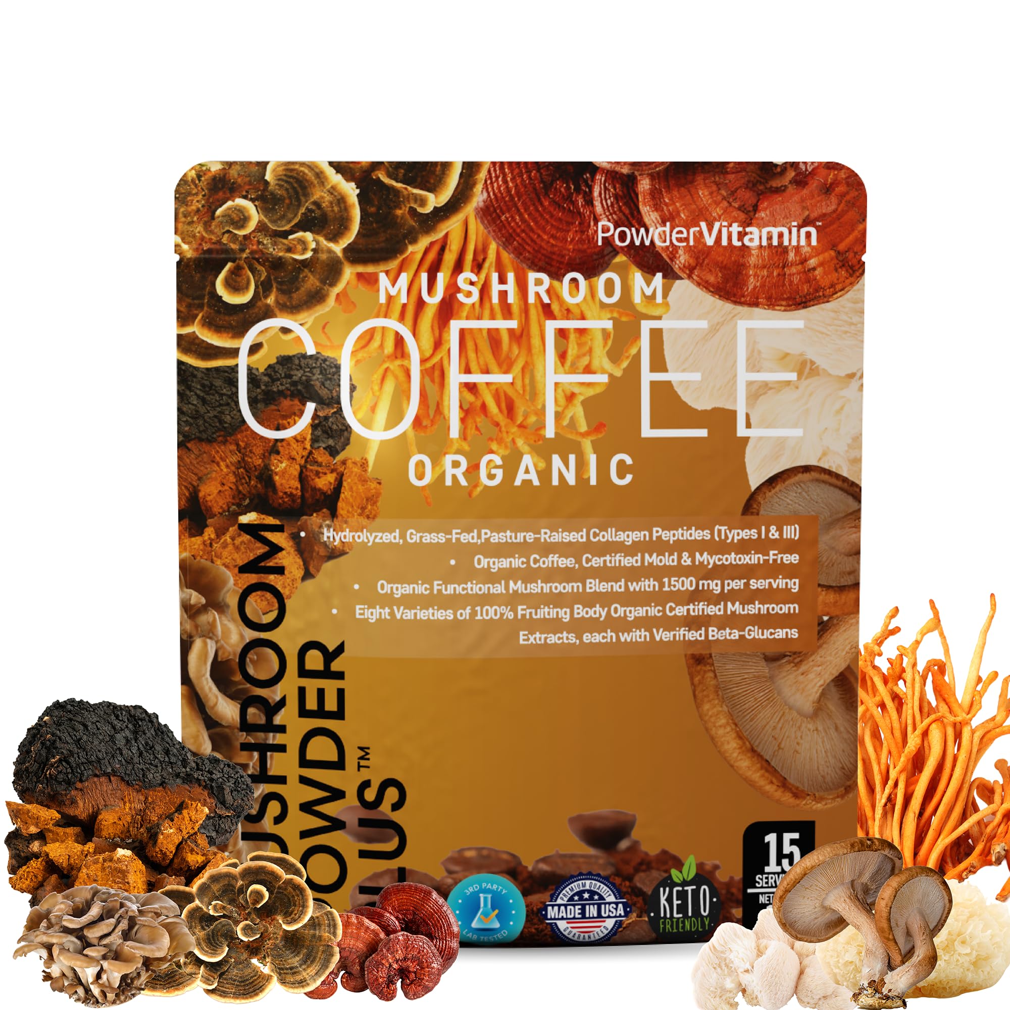 PowderVitamin: tasse café-champignons bio pour énergie et concentration