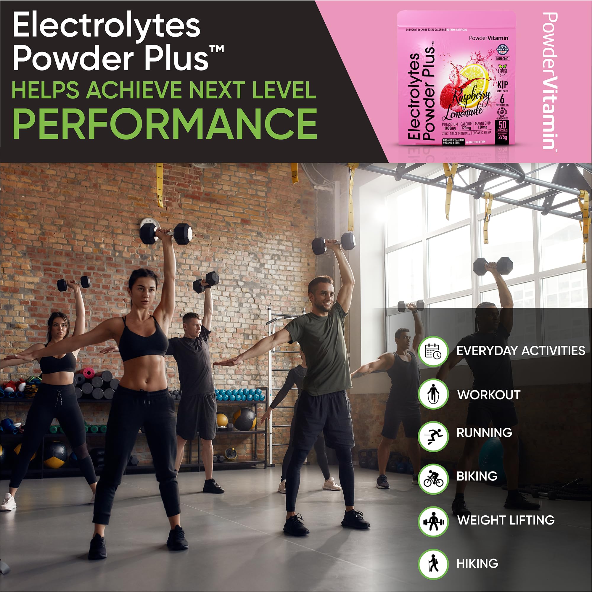 PowderVitamin Electrolytes bouteille d'hydratation pratique au quotidien.