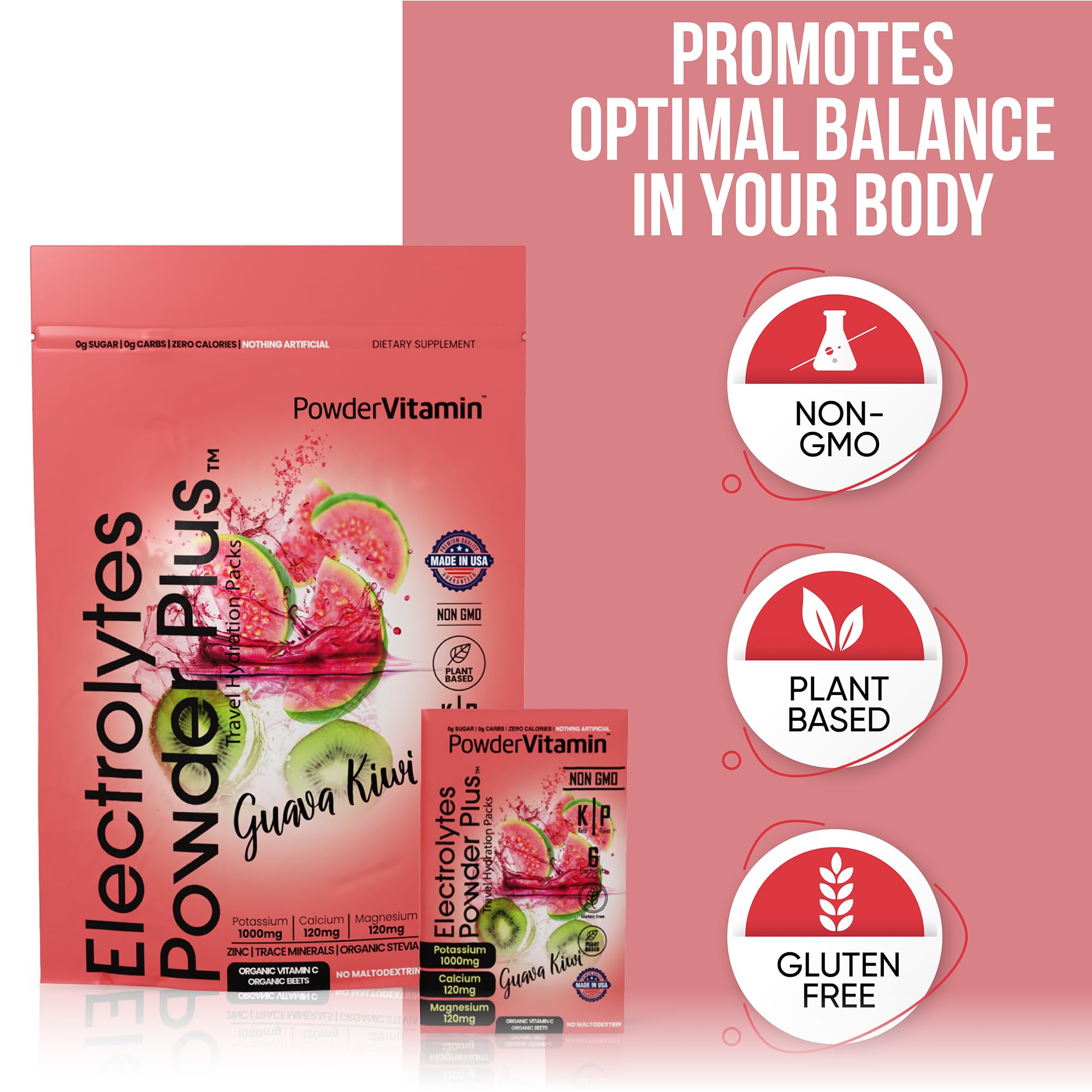 PowderVitamin Electrolytes – calcium 120 mg pour soutenir les muscles et les os.