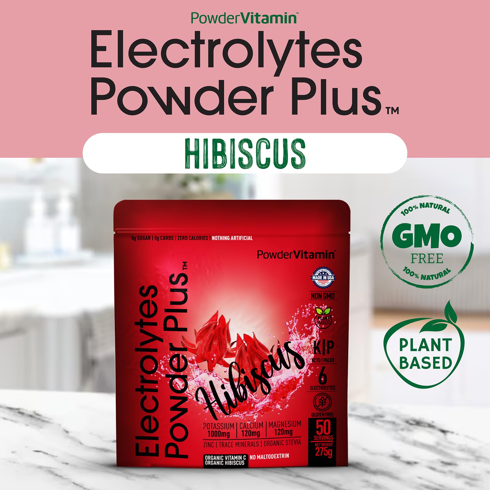 PowderVitamin Électrolytes Hibiscus – calcium et magnésium essentiels pour vos muscles.