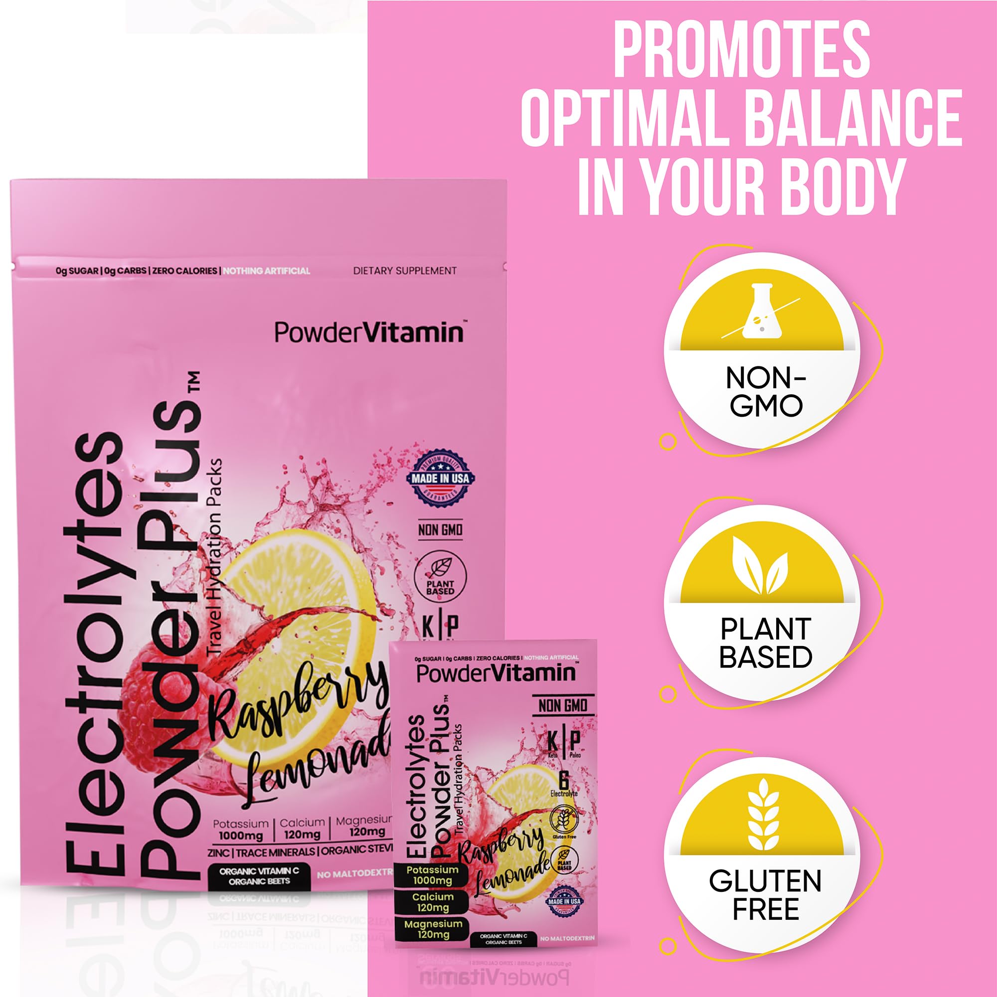 PowderVitamin Électrolytes Mélange Magnesium Calcium: soutien minéral lors d'efforts