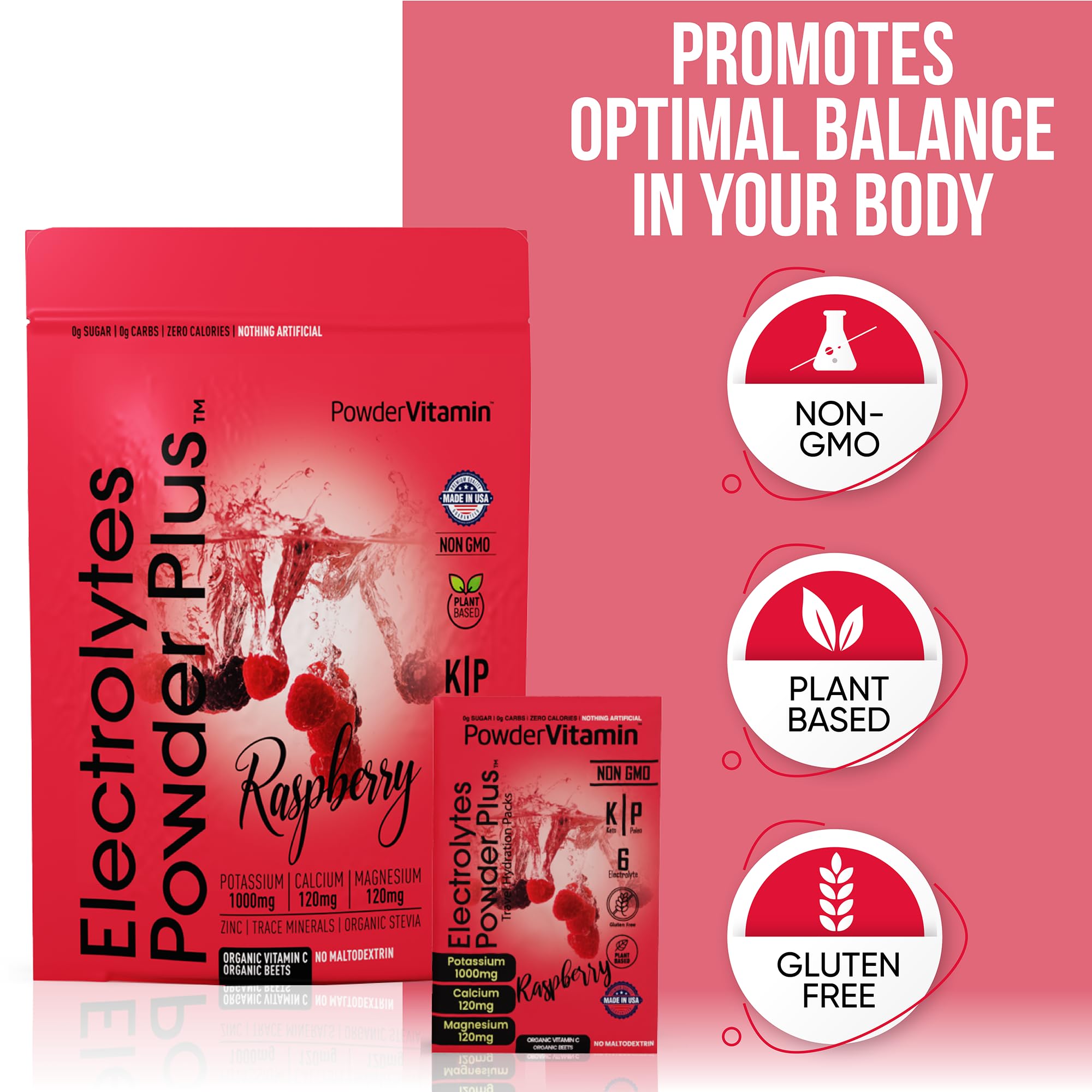 PowderVitamin Électrolytes minéraux essentiels, mélange céto sans additifs