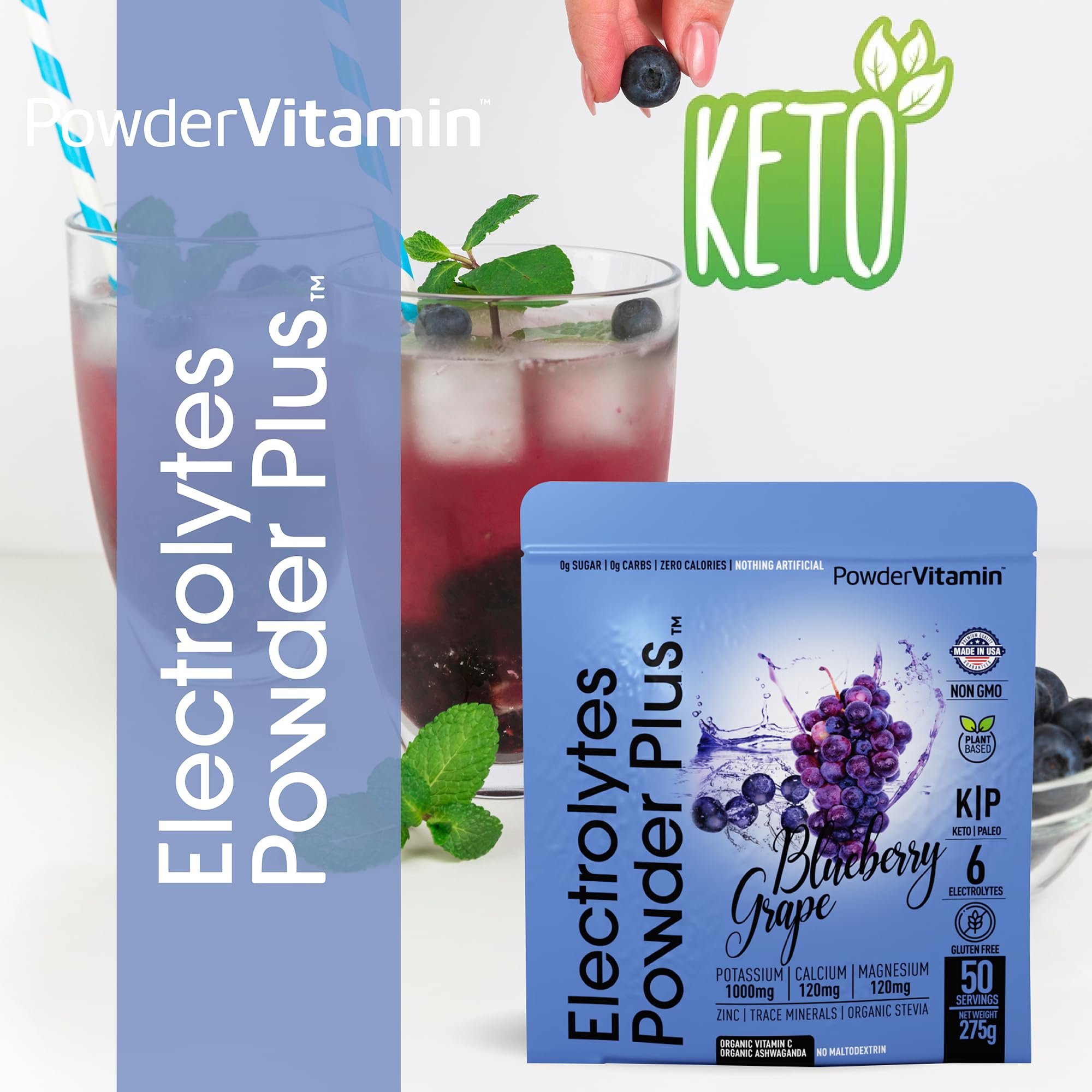 PowderVitamin Électrolytes Plus: gobelet frais, goût fruité pour la reprise après l’effort.