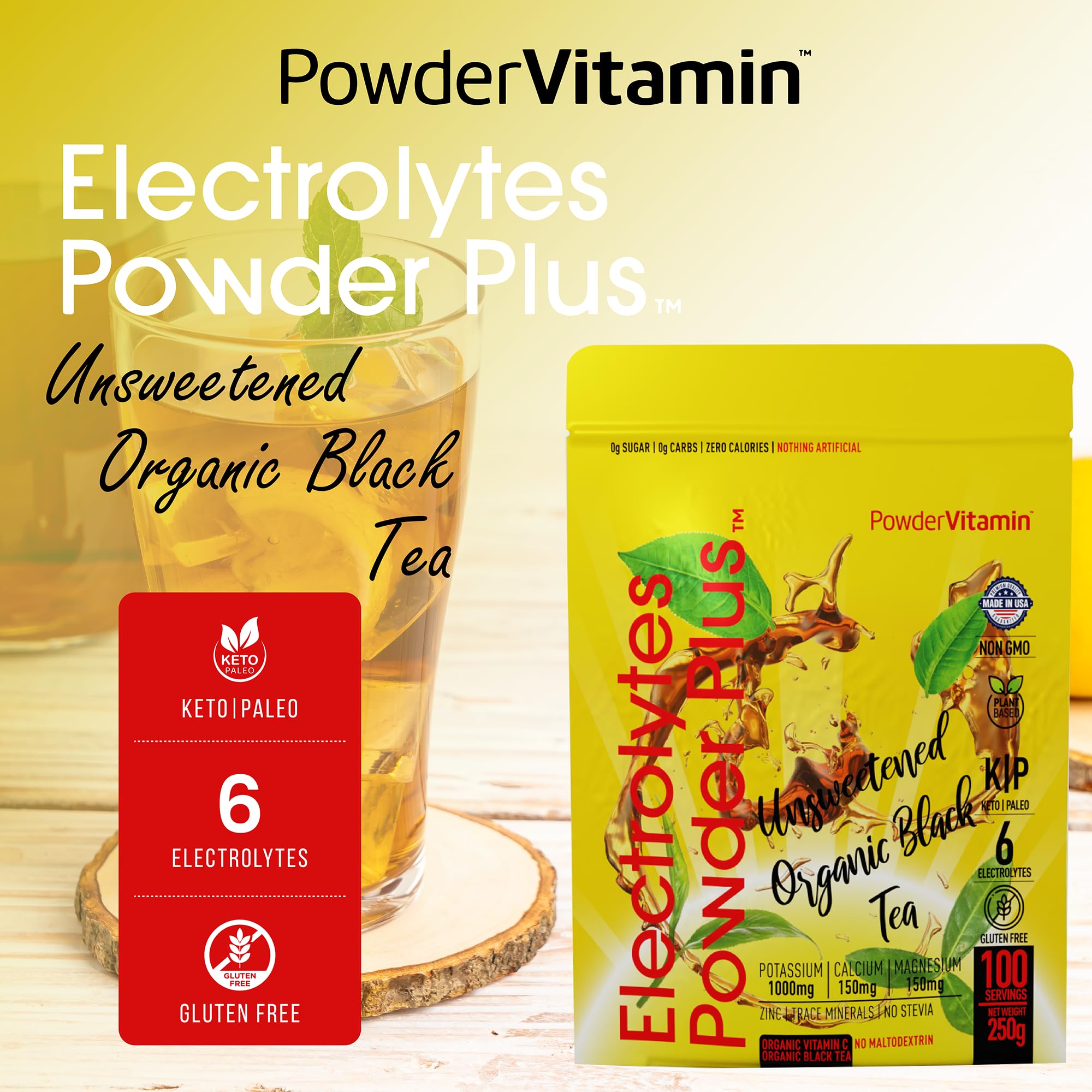 PowderVitamin Electrolytes Plus, mélange du thé noir dans un shaker lors de l'entraînement.