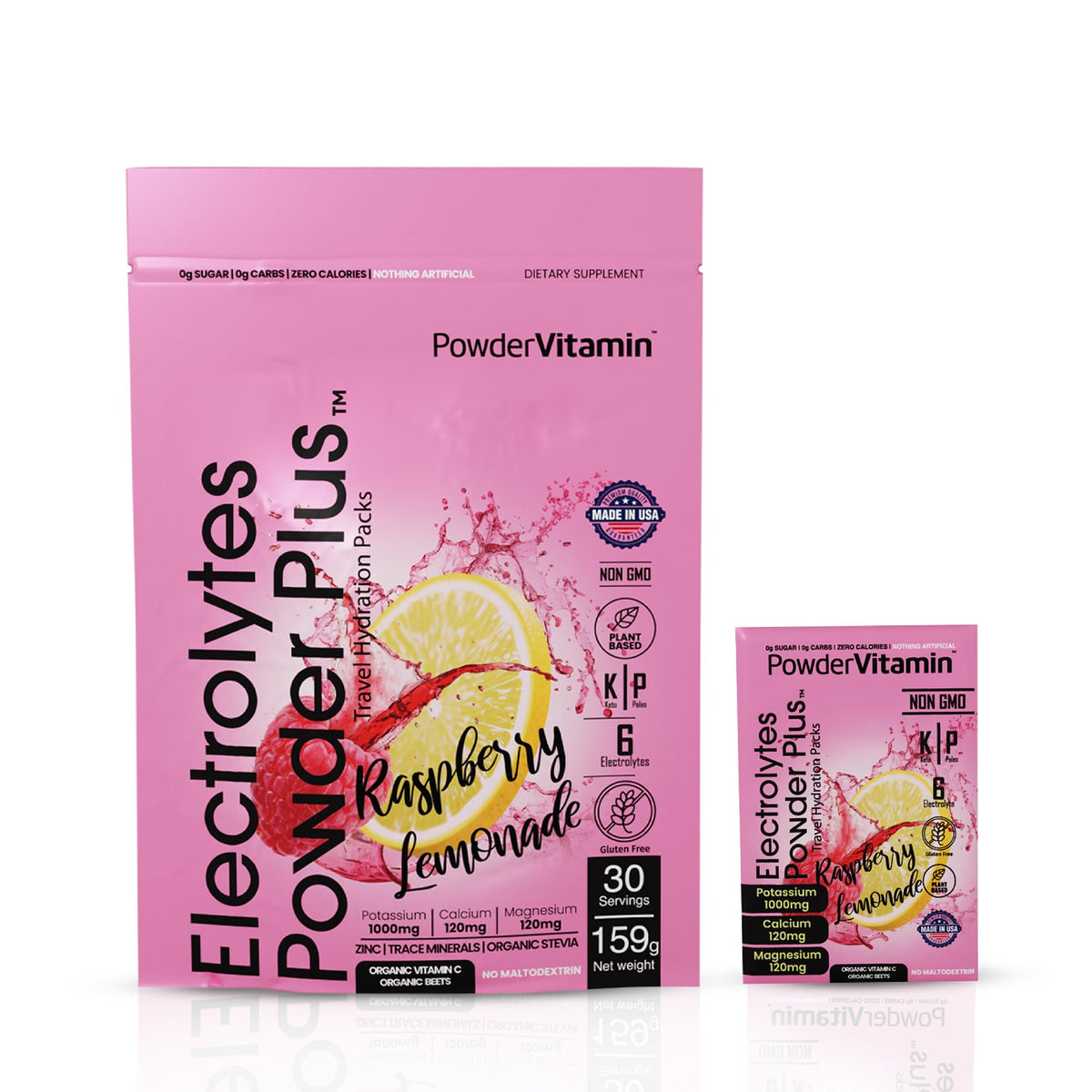 PowderVitamin Électrolytes Poudre Framboise Citronnade: hydratation rapide après l'exercice